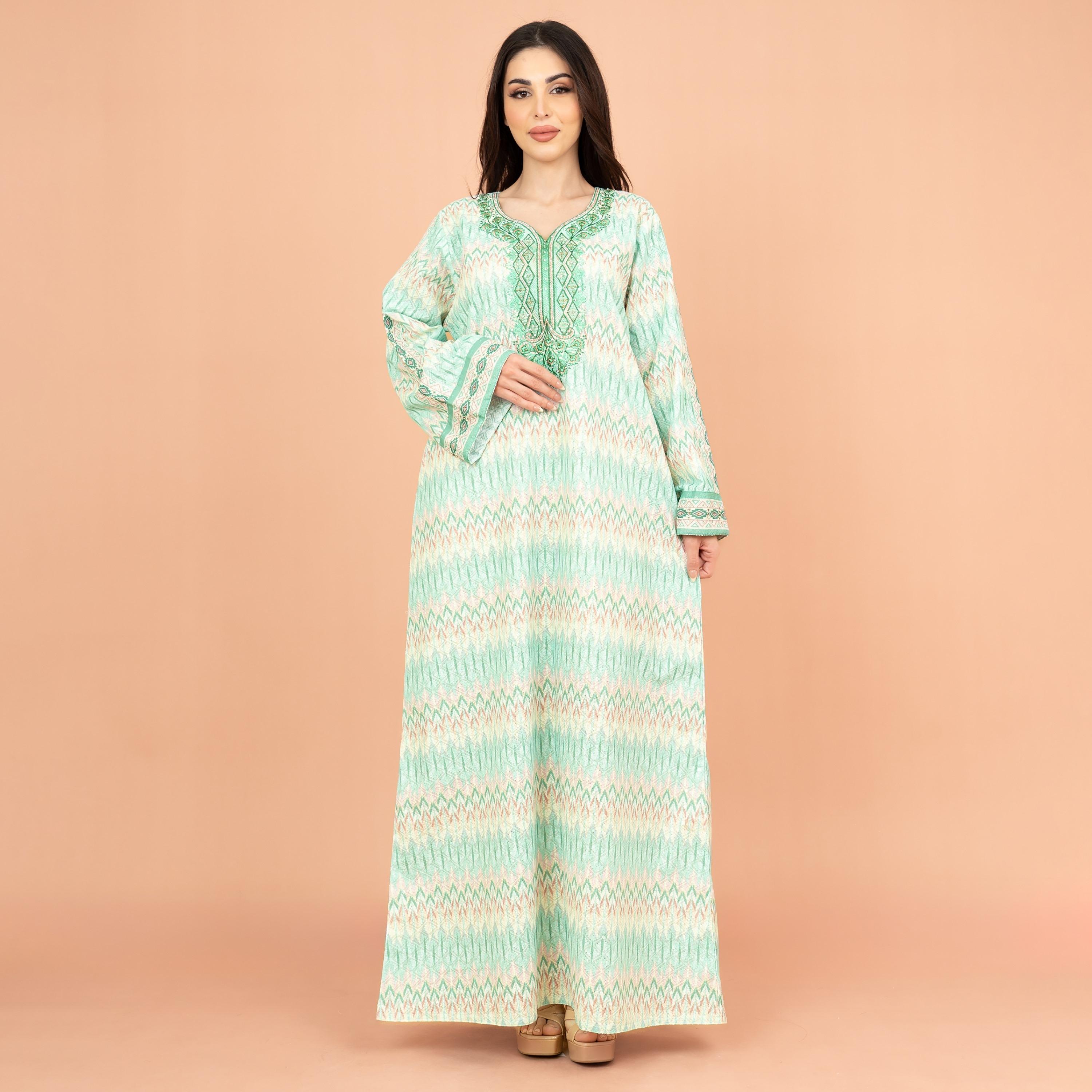 IKKXA جلابية نسائية احتفالية مطرزة ومزخرفة برقبة واسعة وأكمام واسعة-women-arabicclothing-jalabiyas-image-5
