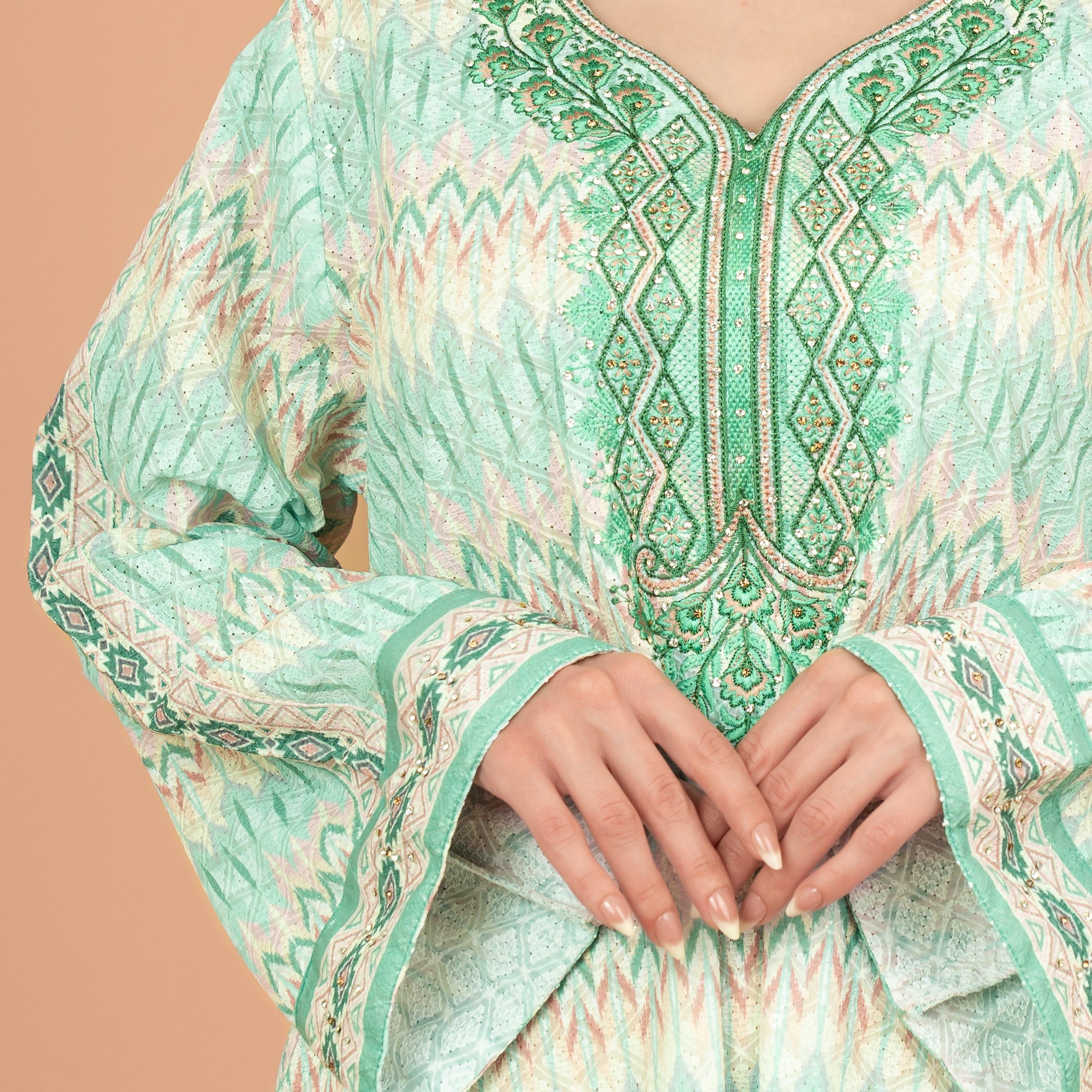IKKXA جلابية نسائية احتفالية مطرزة ومزخرفة برقبة واسعة وأكمام واسعة-women-arabicclothing-jalabiyas-image-6