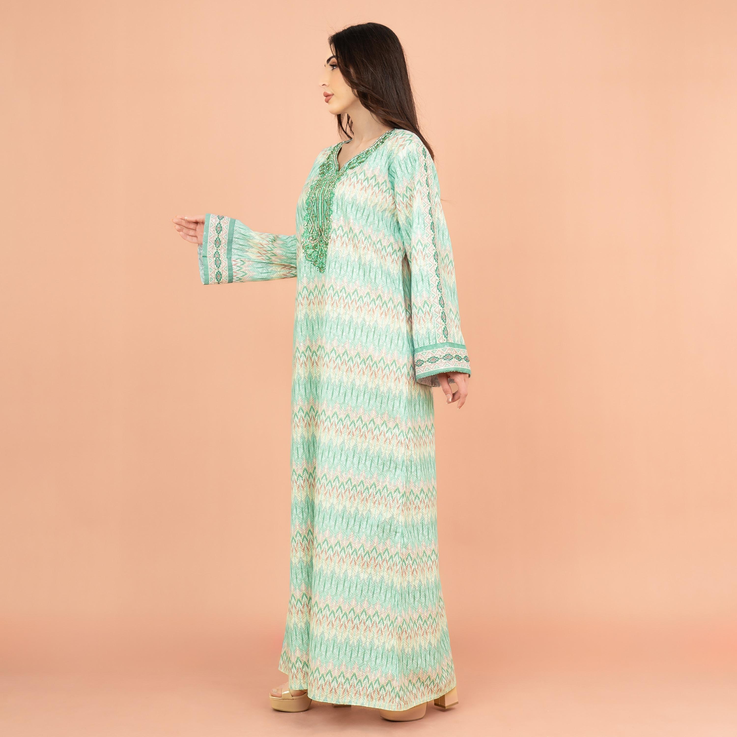 IKKXA جلابية نسائية احتفالية مطرزة ومزخرفة برقبة واسعة وأكمام واسعة-women-arabicclothing-jalabiyas-image-7