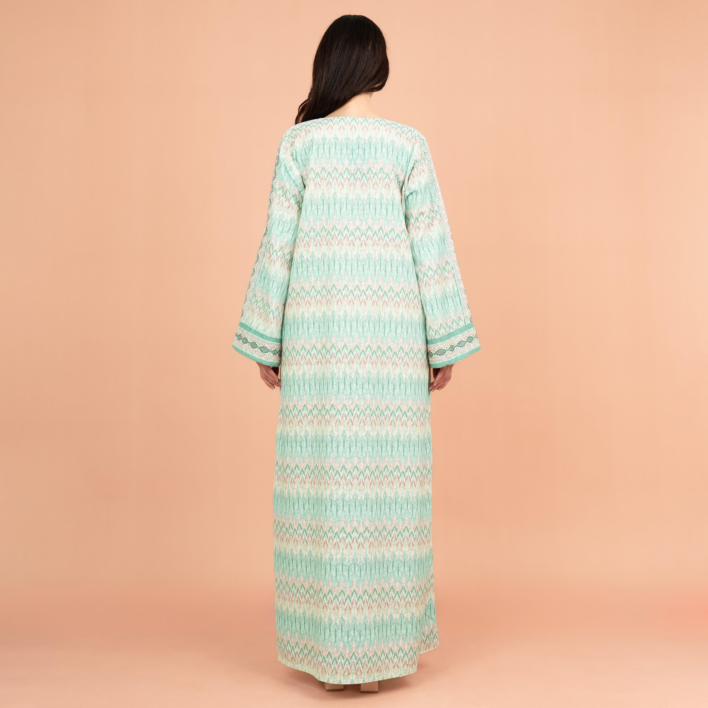 IKKXA جلابية نسائية احتفالية مطرزة ومزخرفة برقبة واسعة وأكمام واسعة-women-arabicclothing-jalabiyas-image-8
