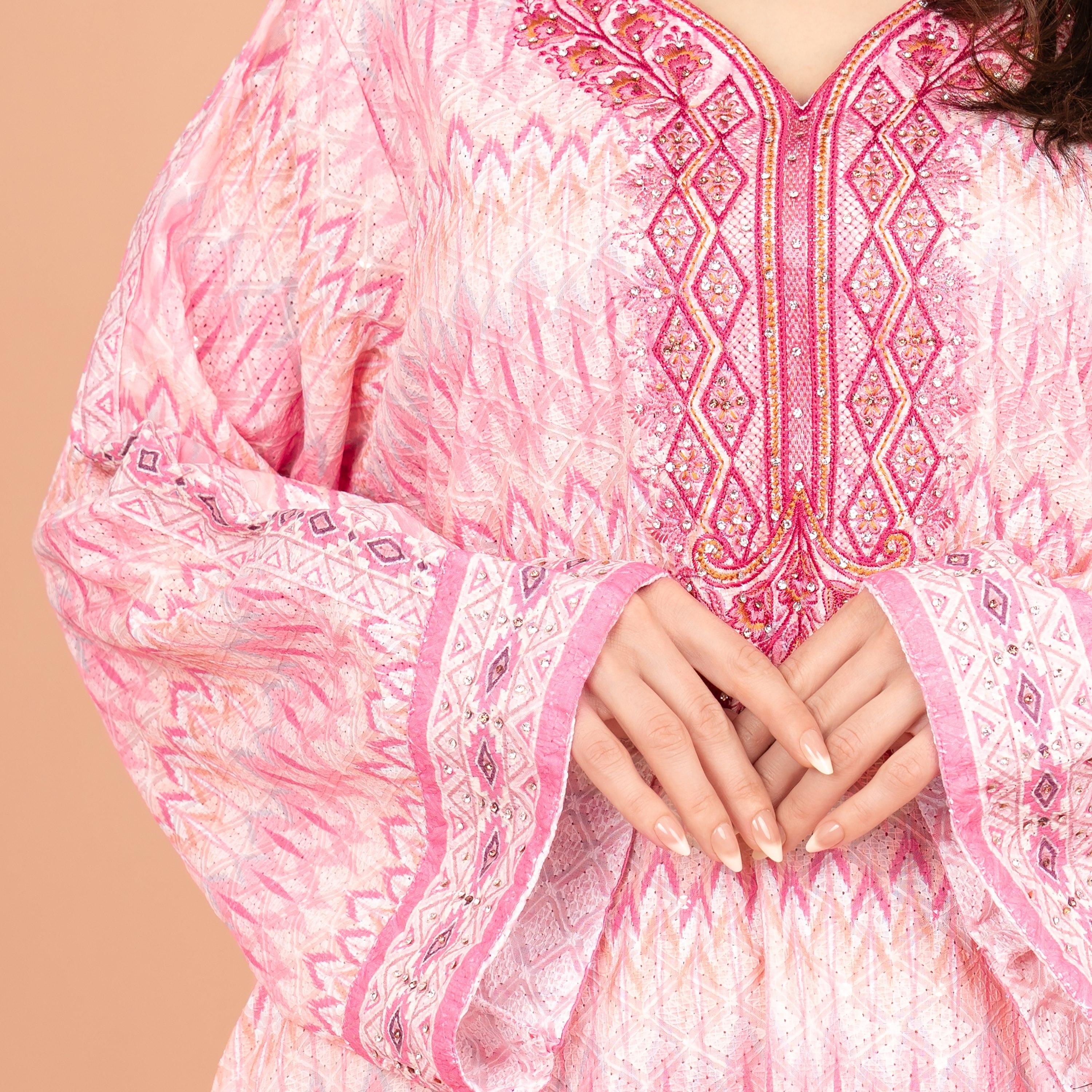 IKKXA جلابية نسائية احتفالية مطرزة ومزخرفة برقبة واسعة وأكمام واسعة-women-arabicclothing-jalabiyas-image-2