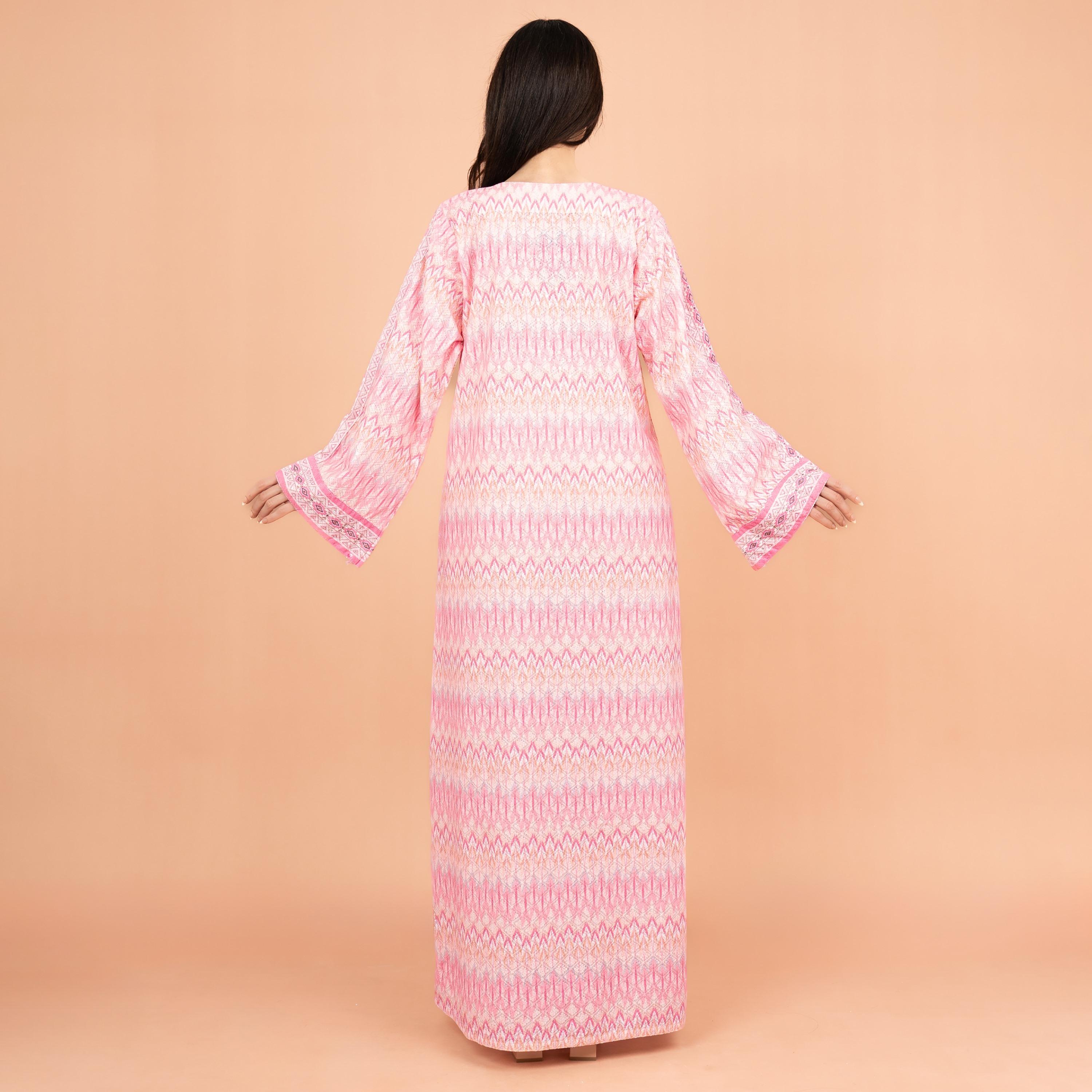 IKKXA جلابية نسائية احتفالية مطرزة ومزخرفة برقبة واسعة وأكمام واسعة-women-arabicclothing-jalabiyas-image-4
