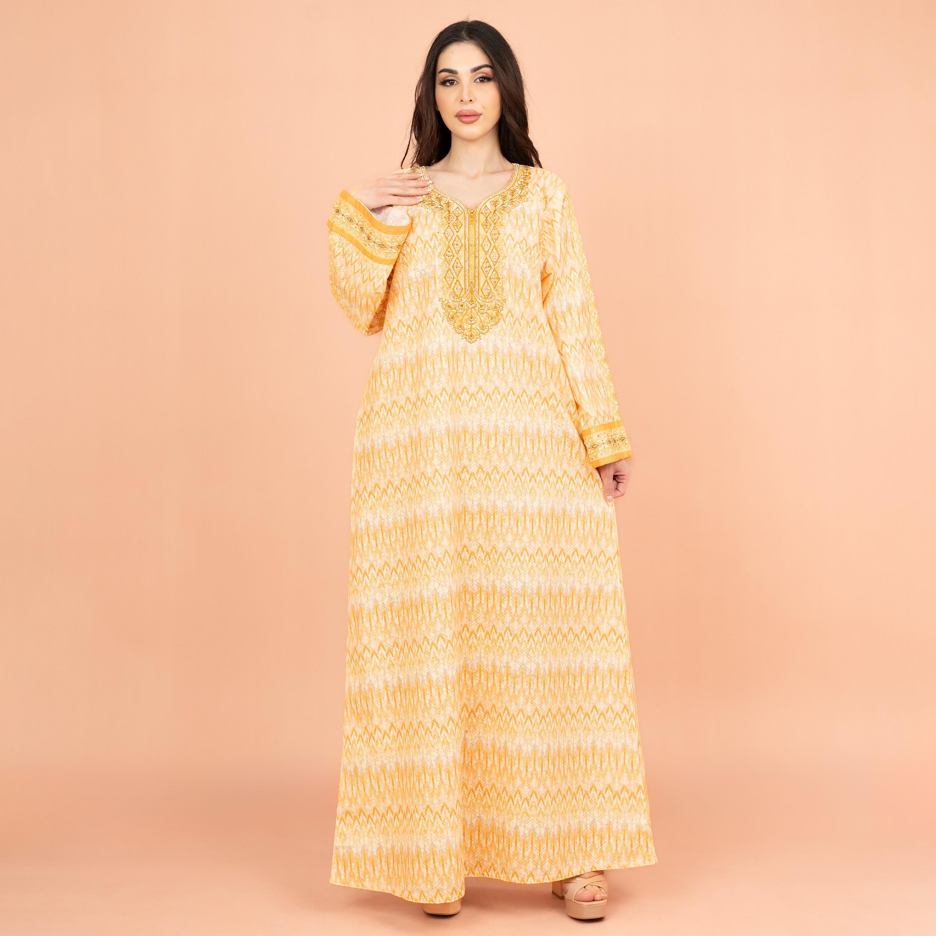 IKKXA جلابية نسائية احتفالية مطرزة ومزخرفة برقبة واسعة وأكمام واسعة-women-arabicclothing-jalabiyas-image-9