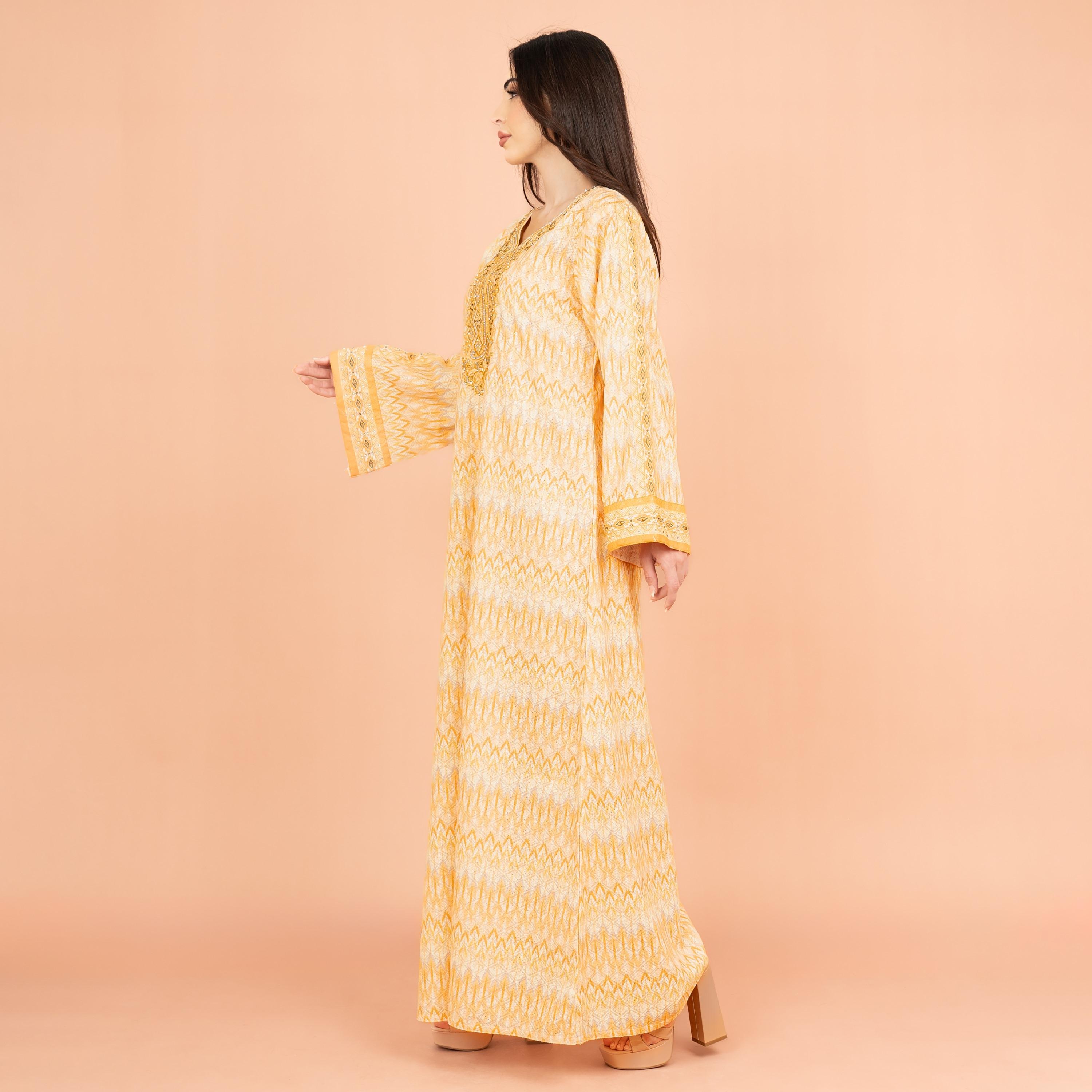 IKKXA جلابية نسائية احتفالية مطرزة ومزخرفة برقبة واسعة وأكمام واسعة-women-arabicclothing-jalabiyas-image-11