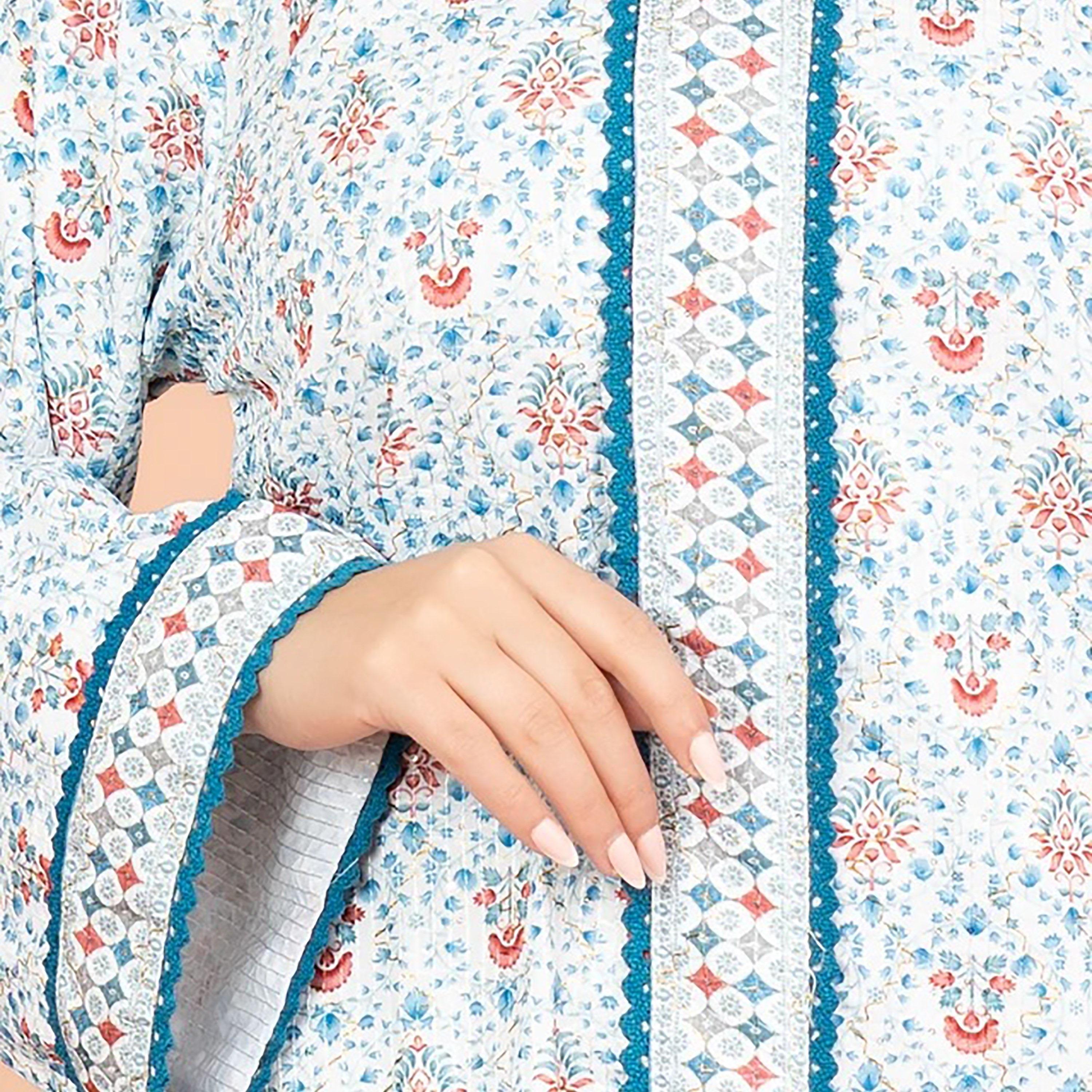 جلابية نسائية من IKKXA بطبعة زهور وتفاصيل مطرزة ورقبة من الدانتيل وأكمام أكمام-women-arabicclothing-jalabiyas-image-2