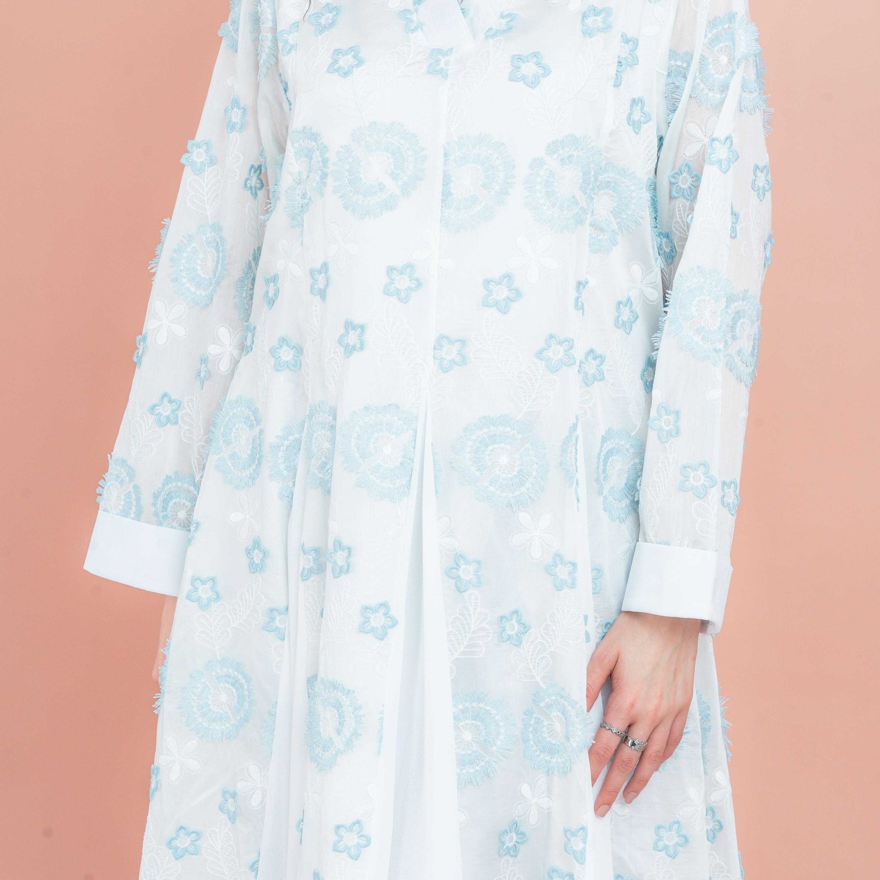 جلابية نسائية بتصميم هالة زهور مطرزة بألواح جوديه من إككسا-women-arabicclothing-jalabiyas-image-2