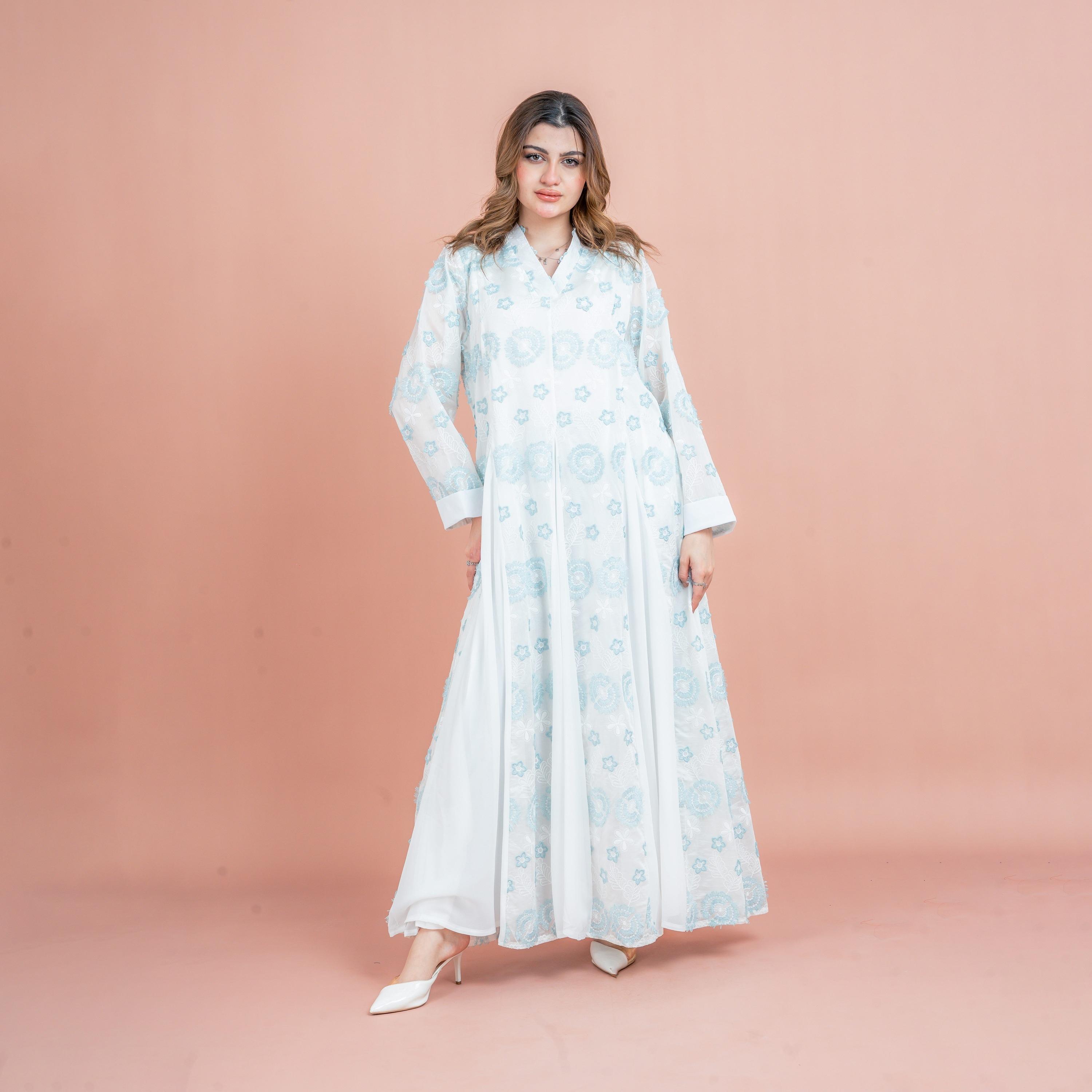 جلابية نسائية بتصميم هالة زهور مطرزة بألواح جوديه من إككسا-women-arabicclothing-jalabiyas-image-4