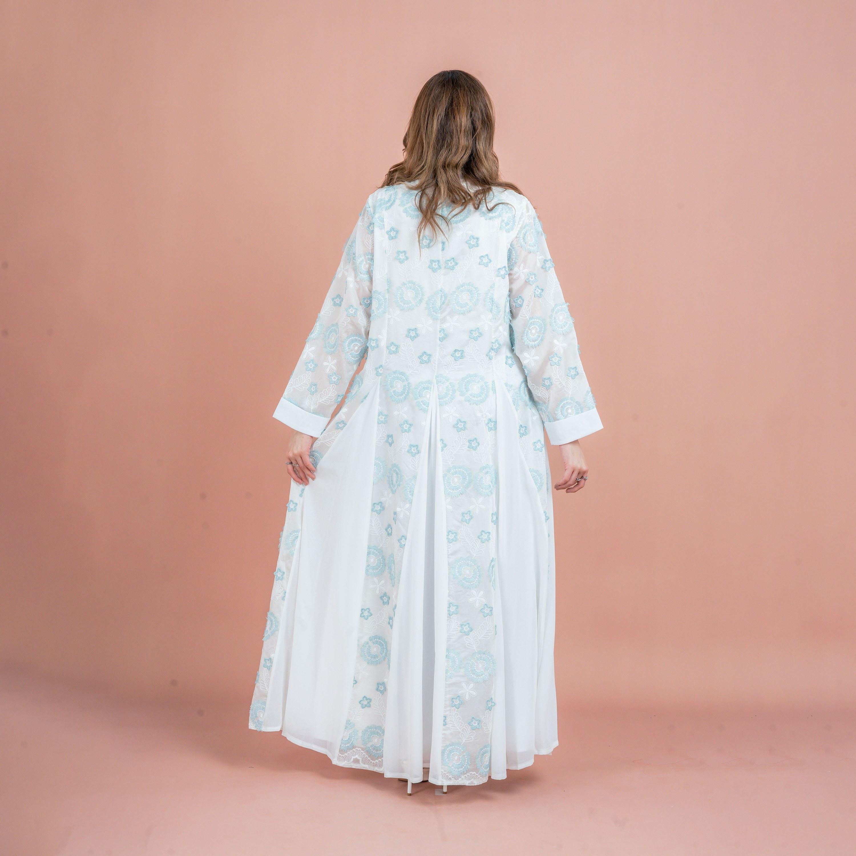جلابية نسائية بتصميم هالة زهور مطرزة بألواح جوديه من إككسا-women-arabicclothing-jalabiyas-image-5