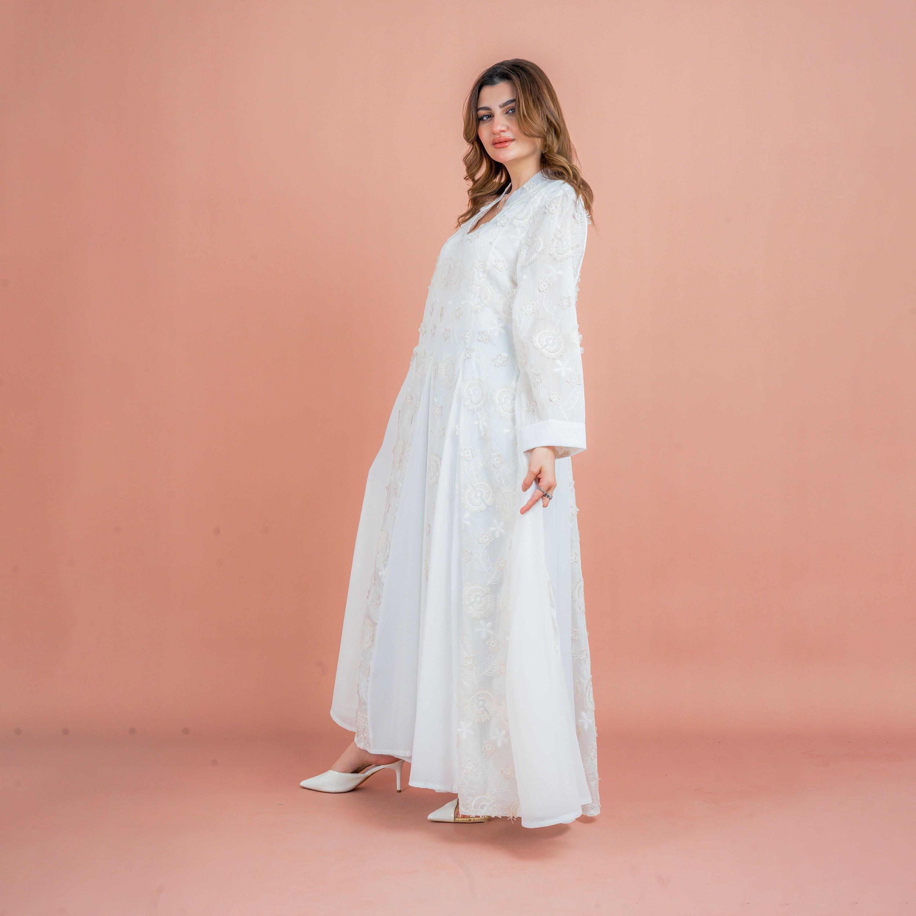 IKKXA Floral Aura Embroidered Godet Panels Women's Jalabiya-women-arabicclothing-jalabiyas-image-3