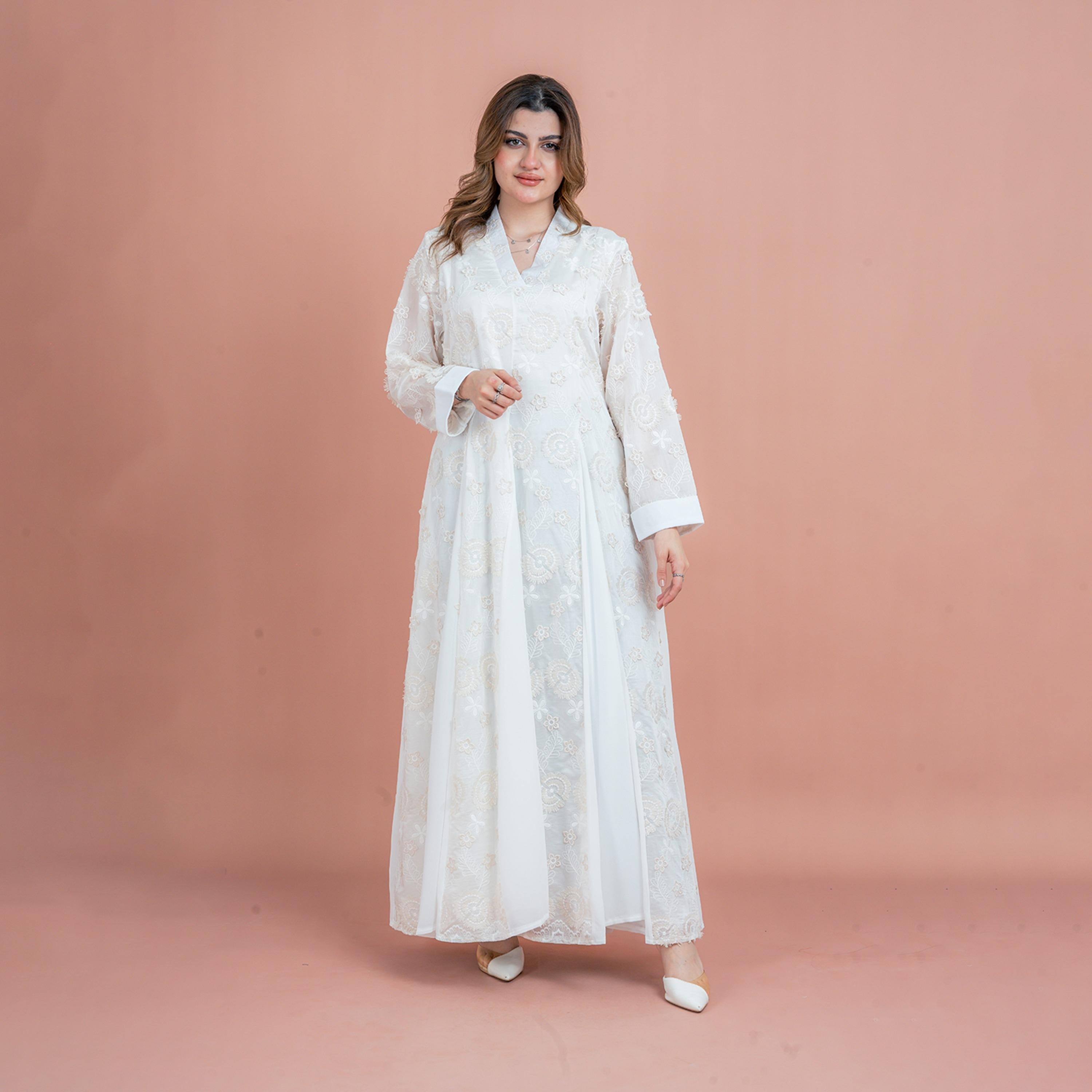 IKKXA Floral Aura Embroidered Godet Panels Women's Jalabiya-women-arabicclothing-jalabiyas-image-4