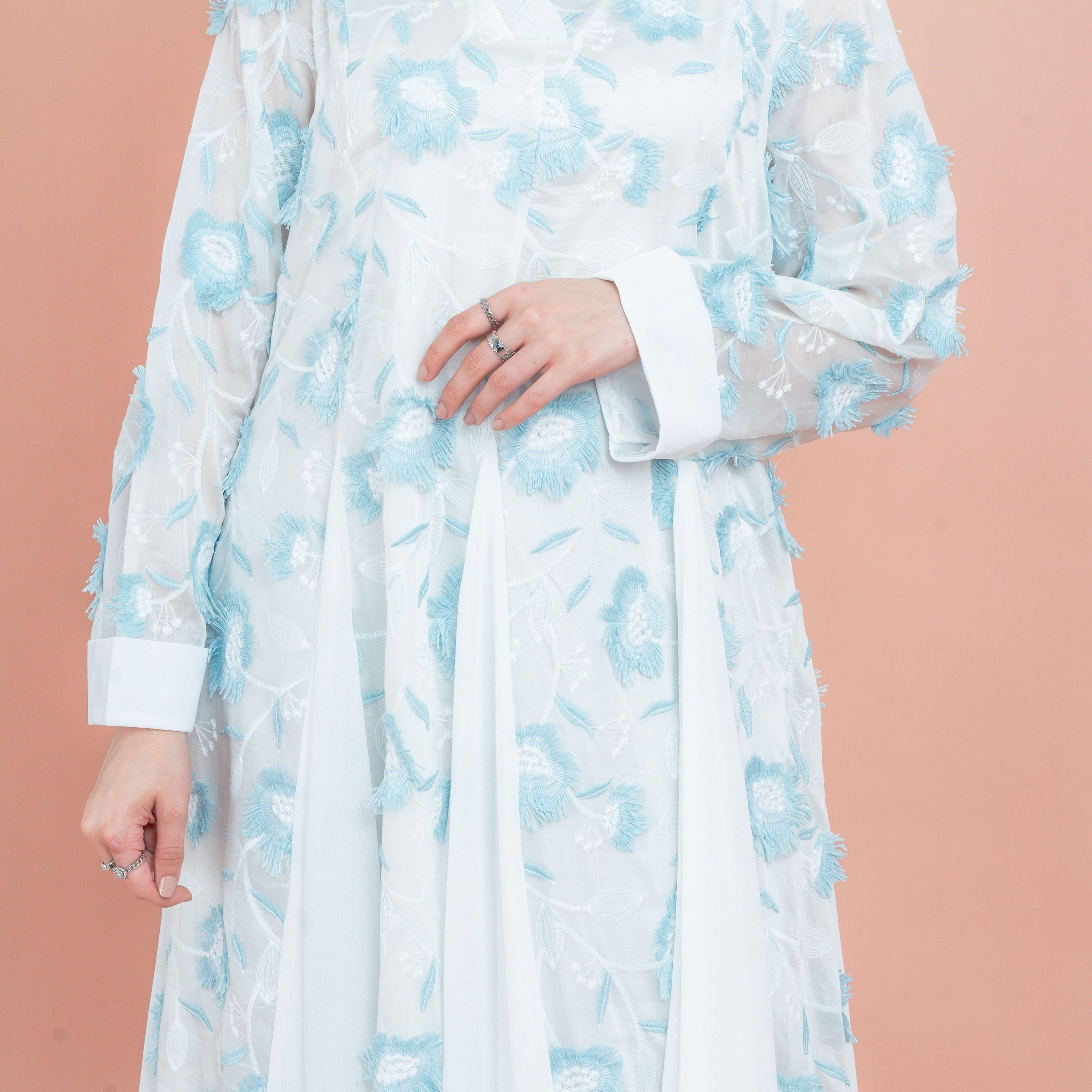 جلابية نسائية بتصميم هالة زهور مطرزة بألواح جوديه من إككسا-women-arabicclothing-jalabiyas-image-2