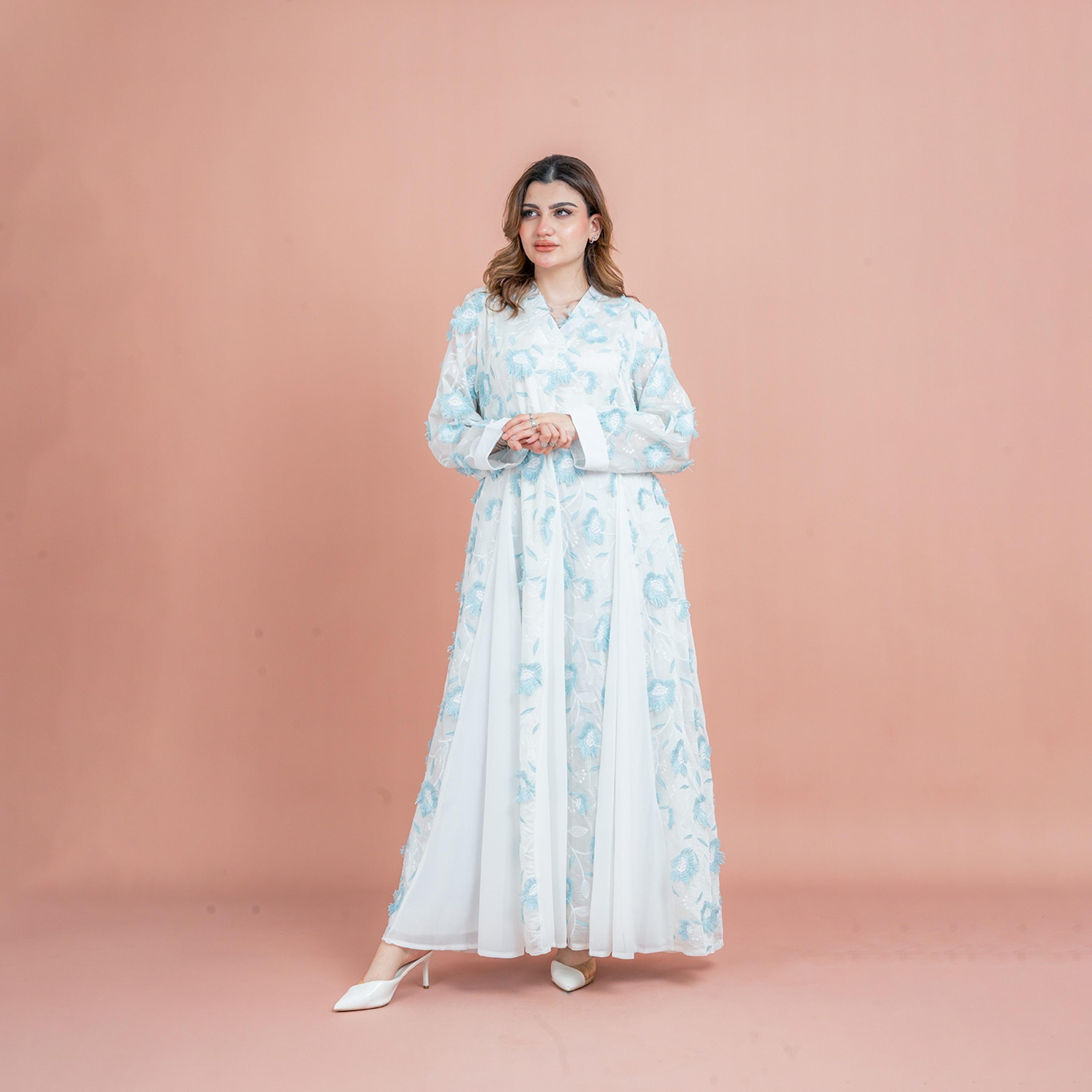 جلابية نسائية بتصميم هالة زهور مطرزة بألواح جوديه من إككسا-women-arabicclothing-jalabiyas-image-4