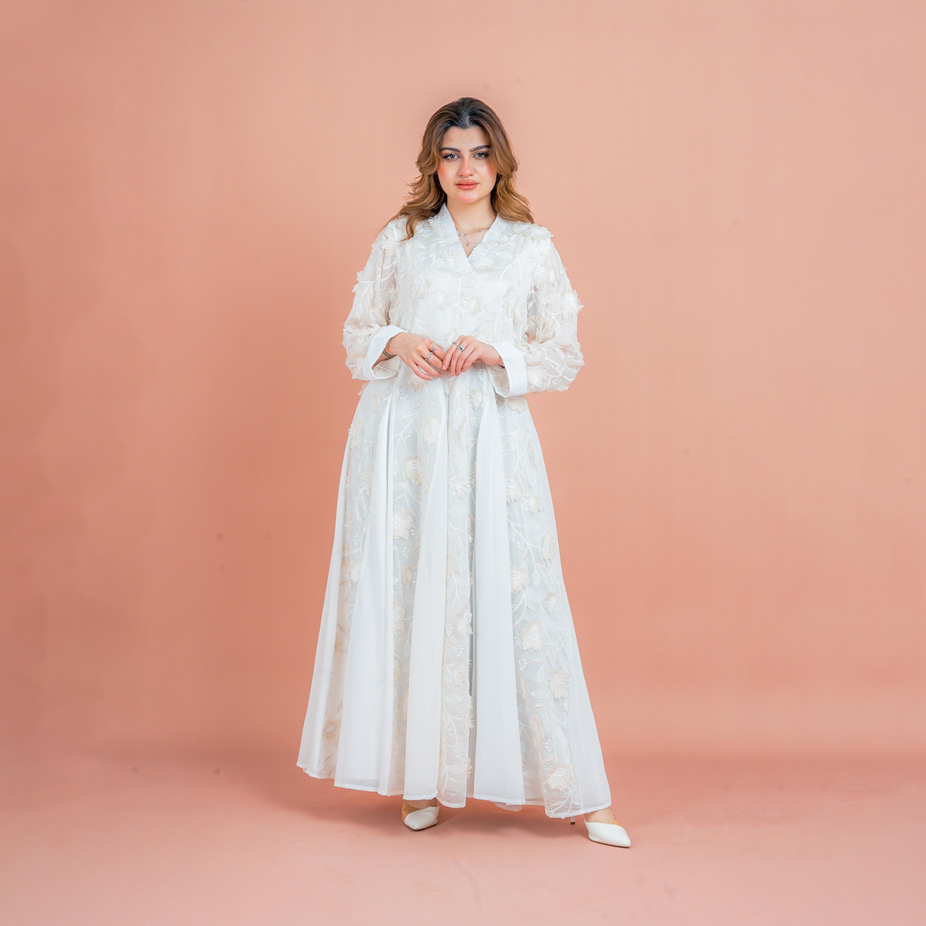 جلابية نسائية بتصميم هالة زهور مطرزة بألواح جوديه من إككسا-women-arabicclothing-jalabiyas-image-6