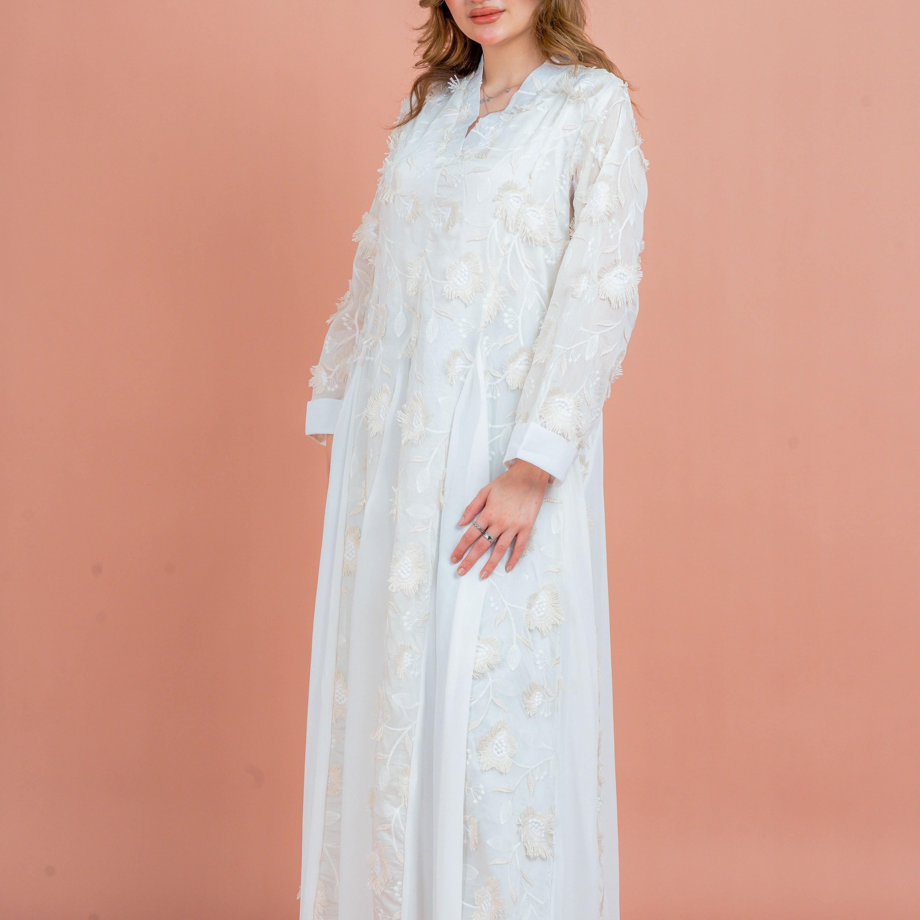 جلابية نسائية بتصميم هالة زهور مطرزة بألواح جوديه من إككسا-women-arabicclothing-jalabiyas-image-8