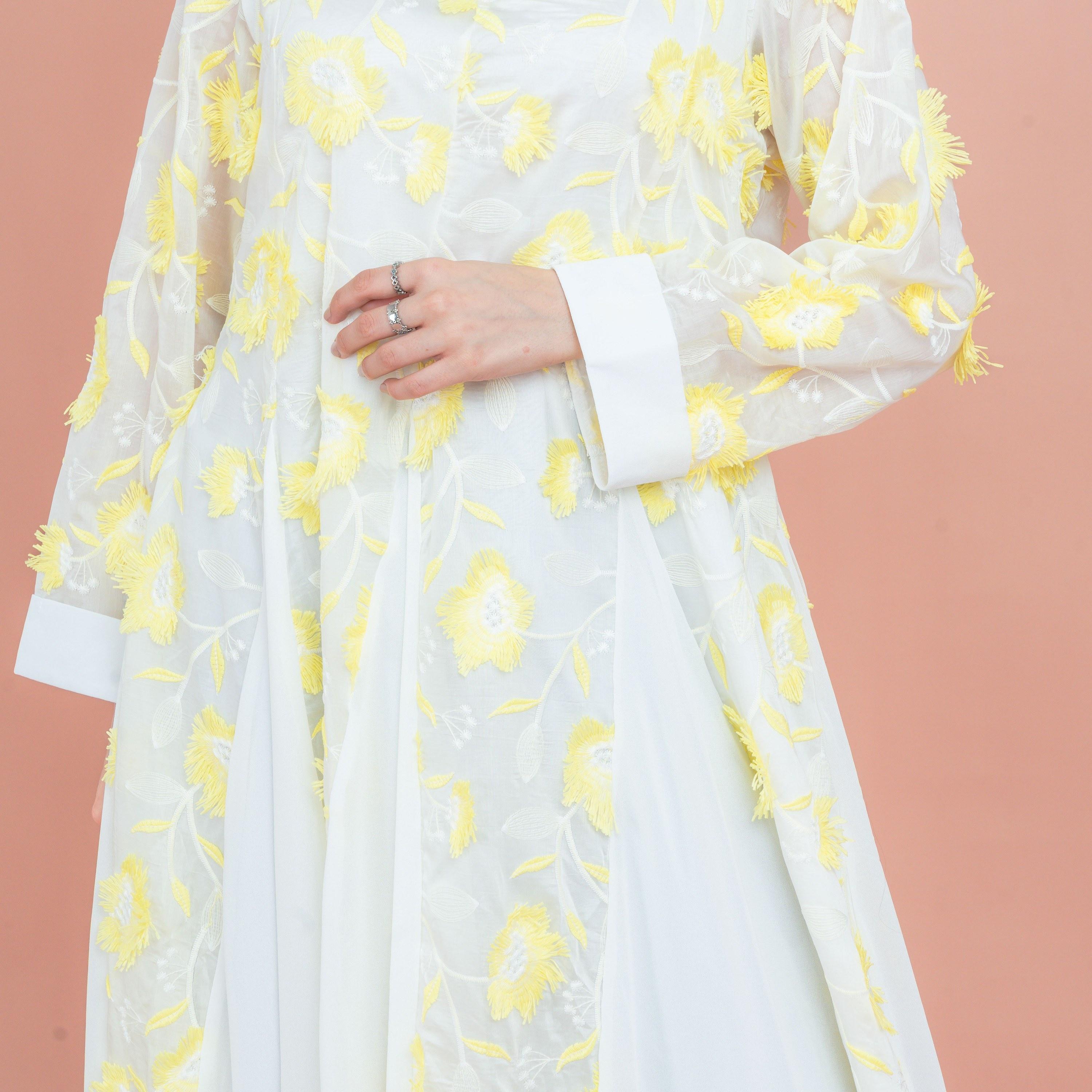 IKKXA Floral Aura Embroidered Godet Panels Women's Jalabiya-women-arabicclothing-jalabiyas-image-2