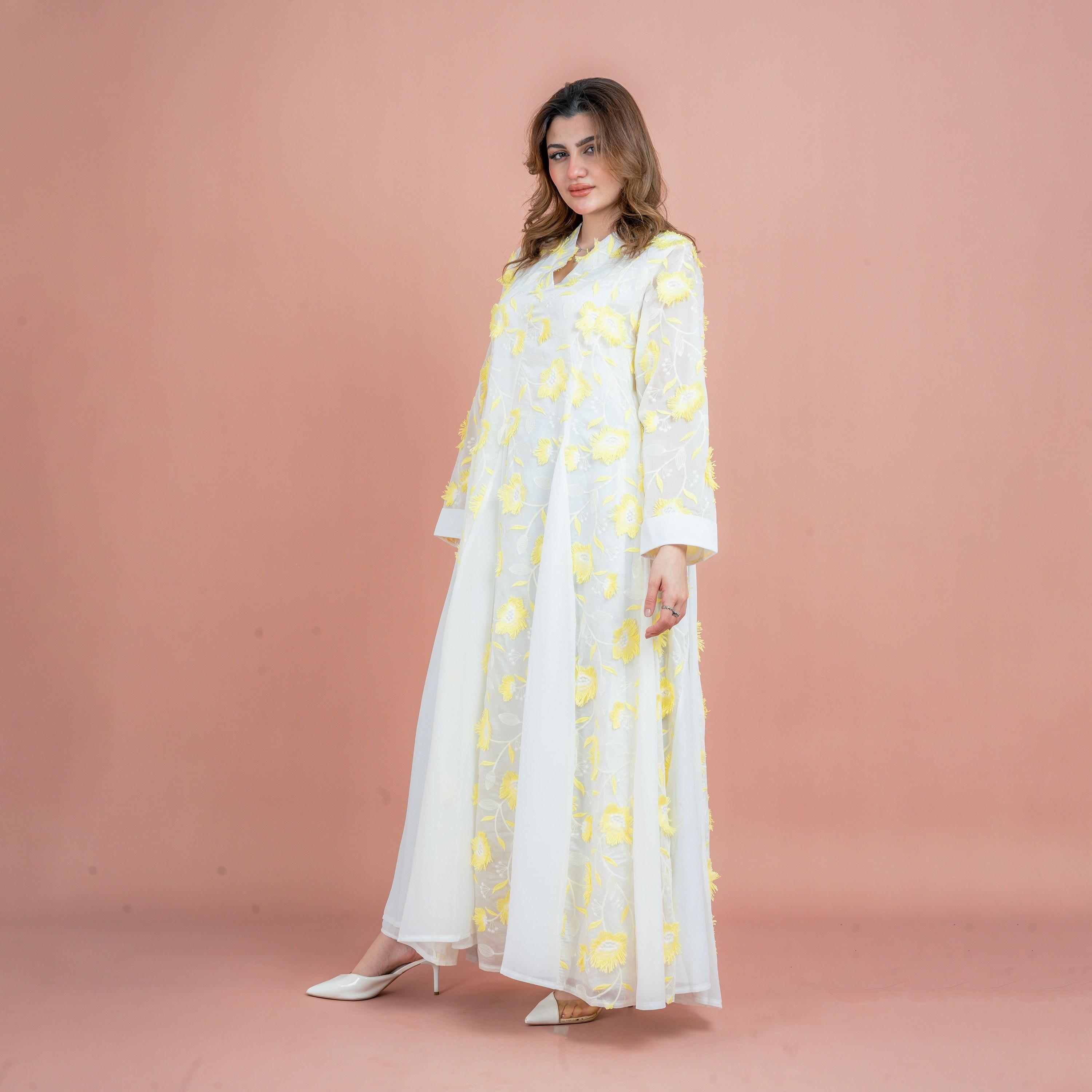 IKKXA Floral Aura Embroidered Godet Panels Women's Jalabiya-women-arabicclothing-jalabiyas-image-3