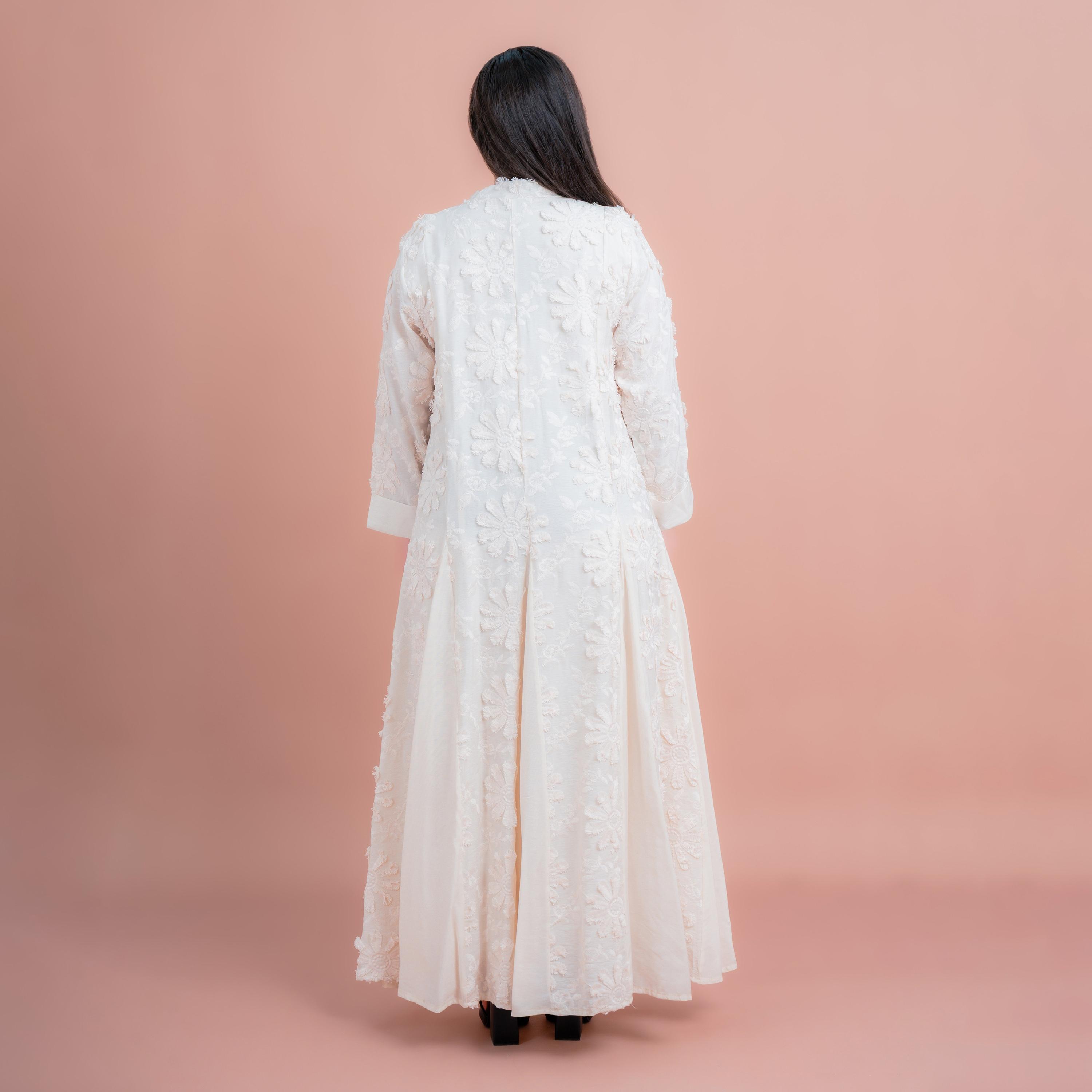IKKXA Floral Embroidered with Godet Panels Women's Flared Jalabiya-women-arabicclothing-jalabiyas-image-4