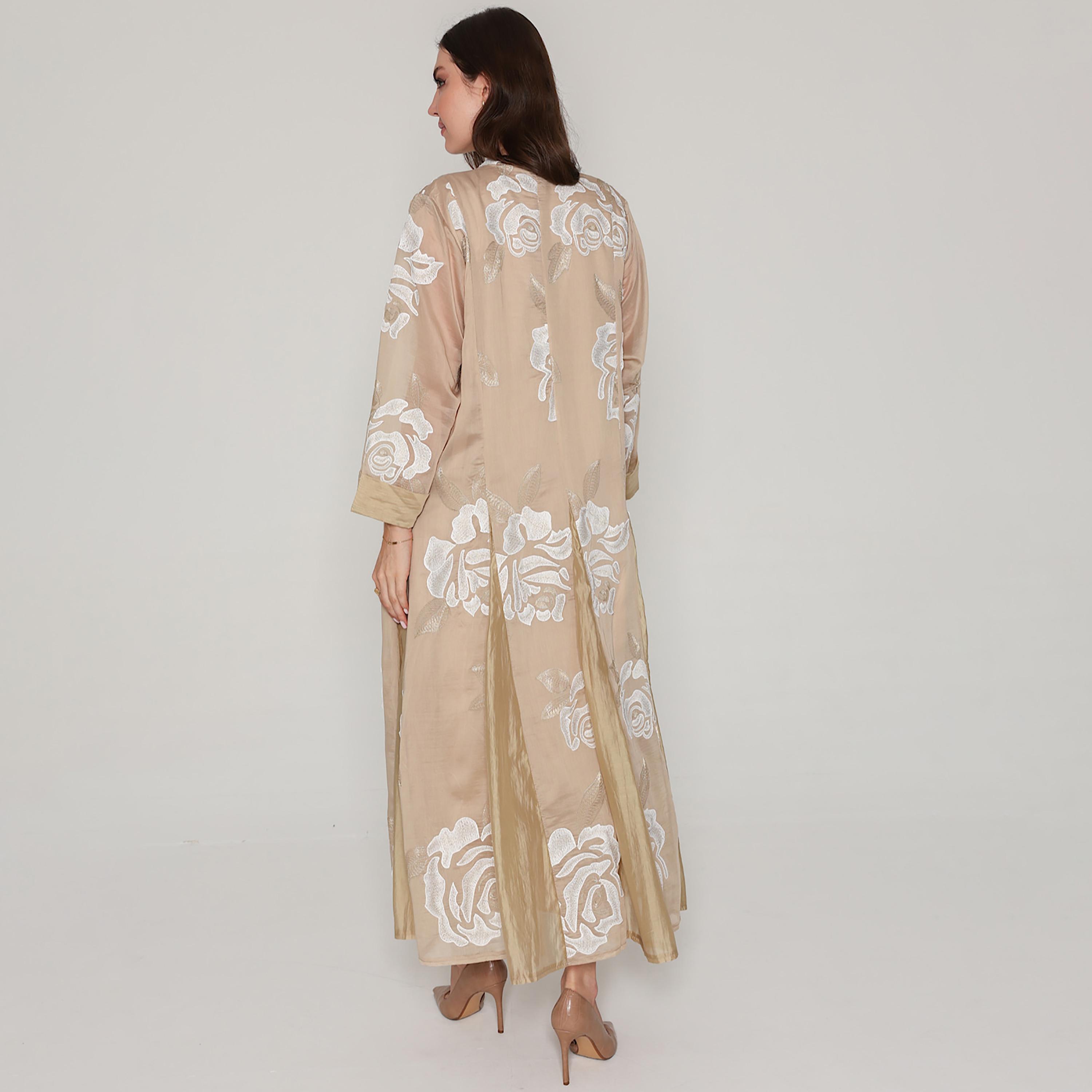 IKKXA Floral Embroidered with Godet Panels Women's Jalabiya-women-clothing-dresses-image-4