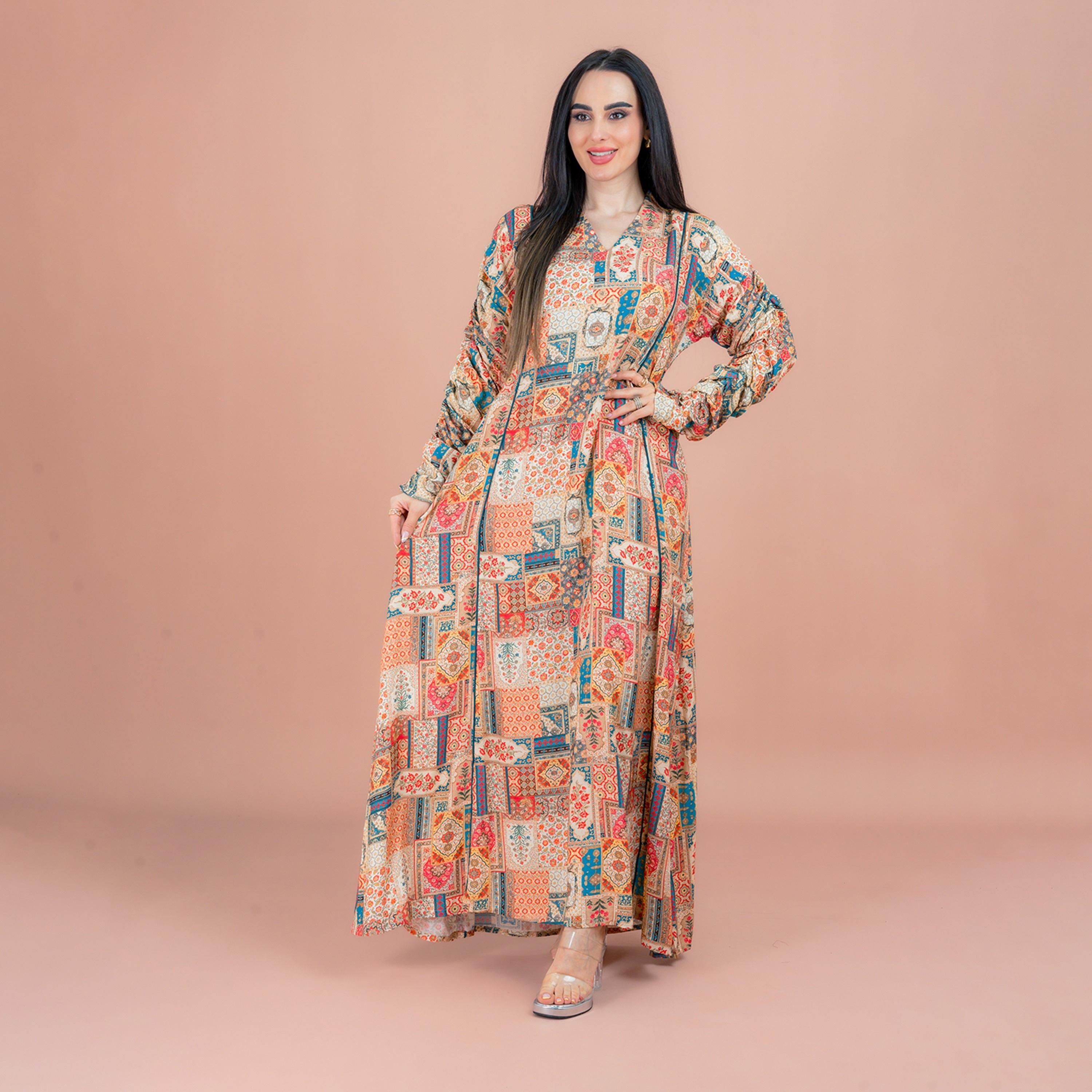 IKKXA Multicolour All Over Printed Women's Jalabiya-women-arabicclothing-jalabiyas-image-1