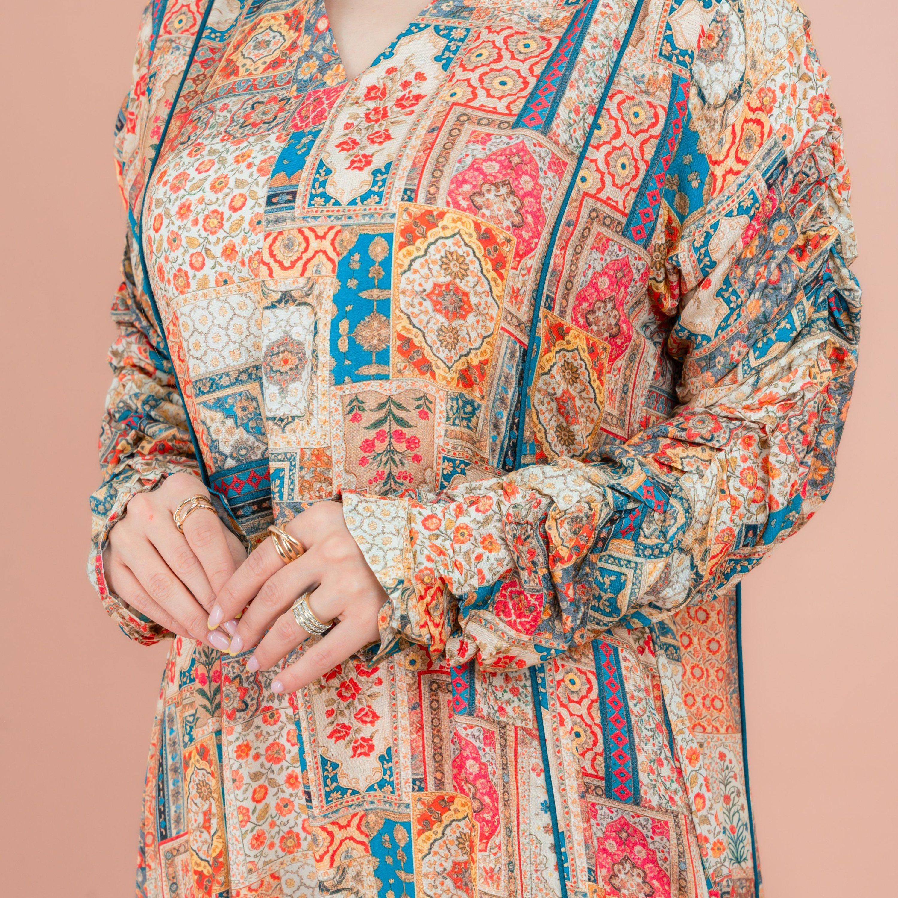 IKKXA Multicolour All Over Printed Women's Jalabiya-women-arabicclothing-jalabiyas-image-2