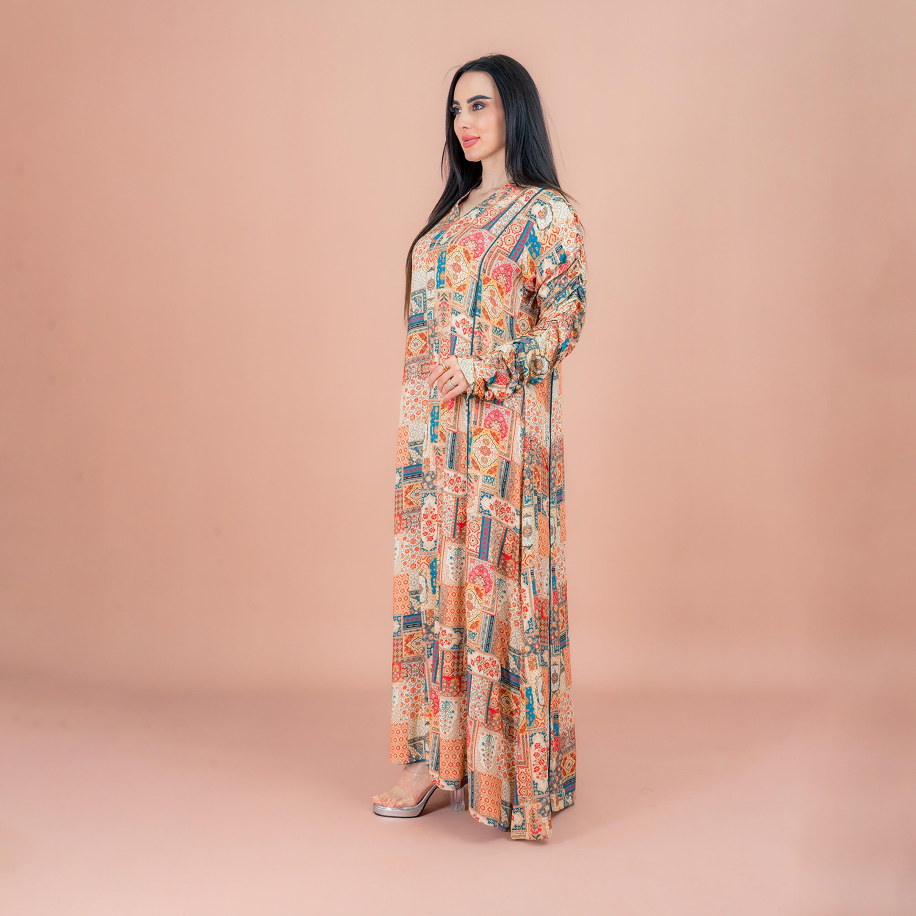 IKKXA Multicolour All Over Printed Women's Jalabiya-women-arabicclothing-jalabiyas-image-3