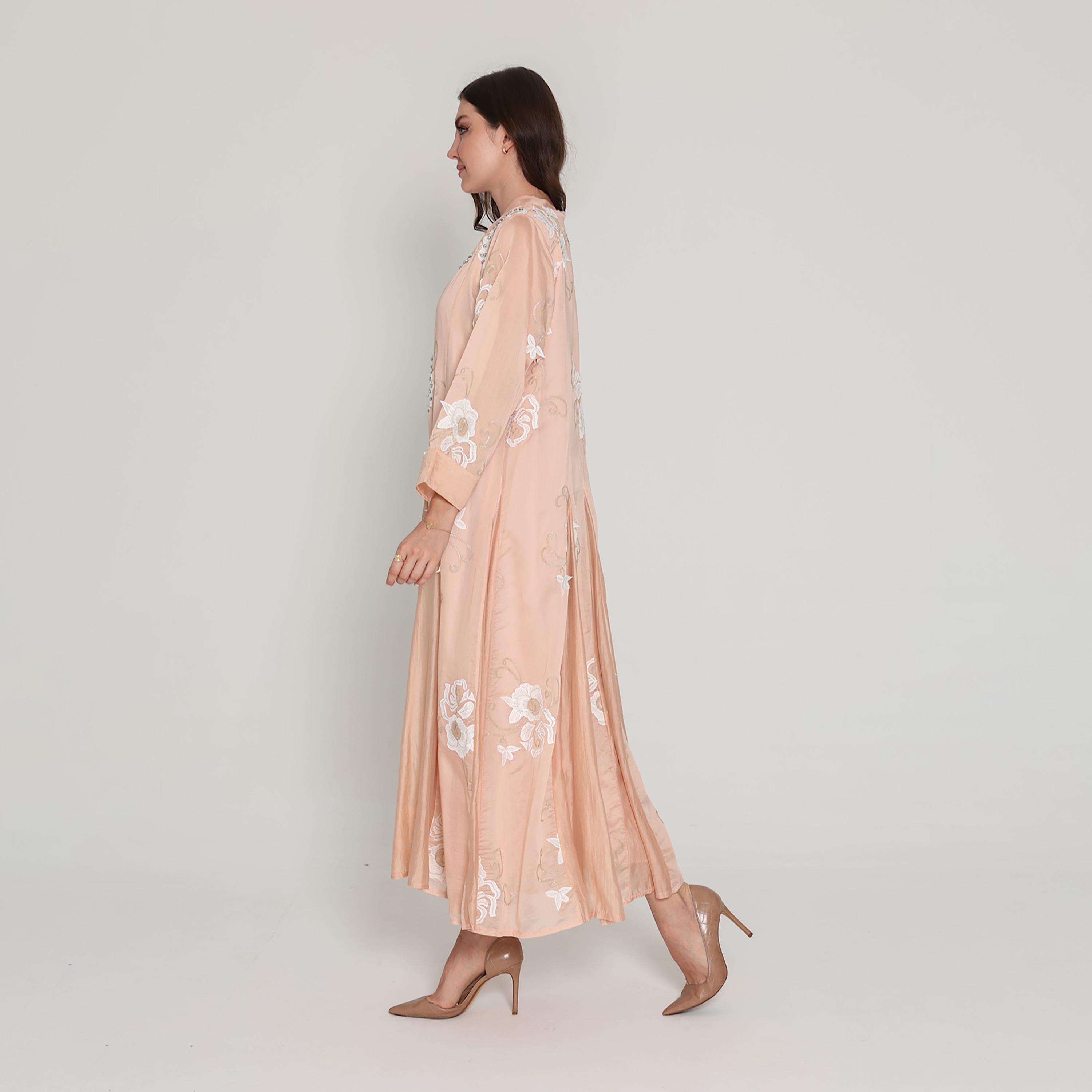 IKKXA Floral Embroidered with Godet Panels Women's Jalabiya-women-clothing-dresses-image-3