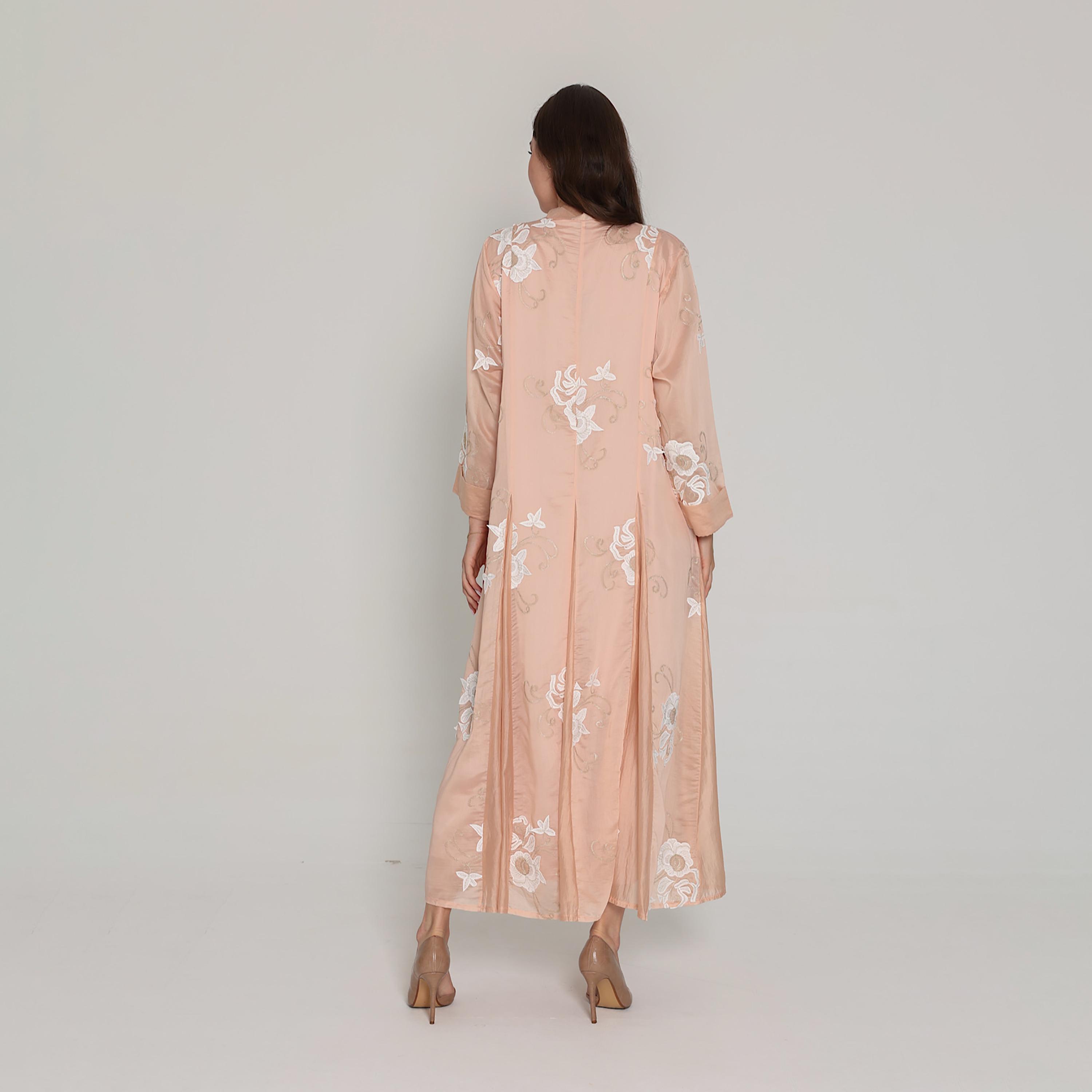 IKKXA Floral Embroidered with Godet Panels Women's Jalabiya-women-clothing-dresses-image-4