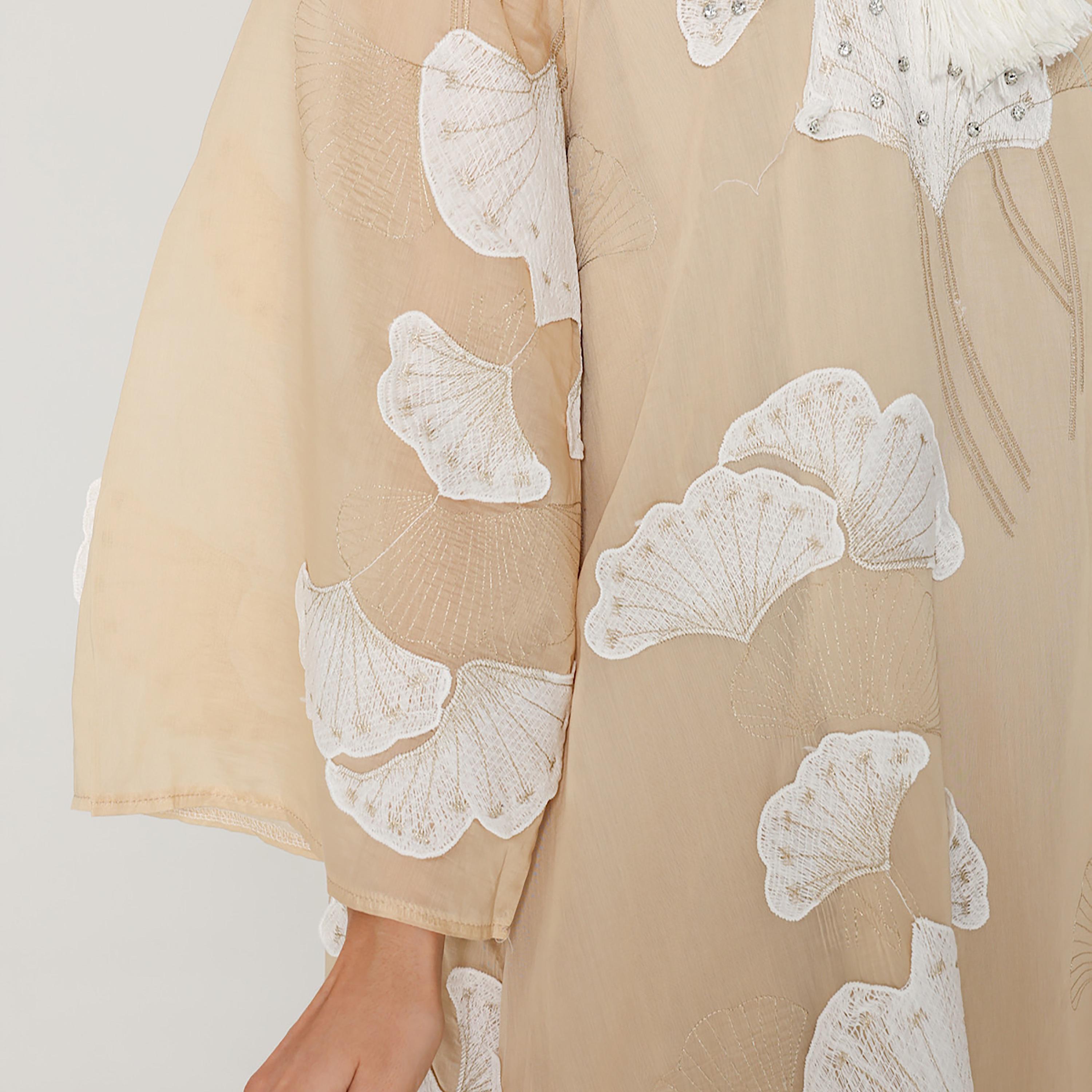 IKKXA Floral Embroidered with Rhinestone Mandarin Collar Flared Sleeves Women's Jalabiya-women-clothing-dresses-image-3