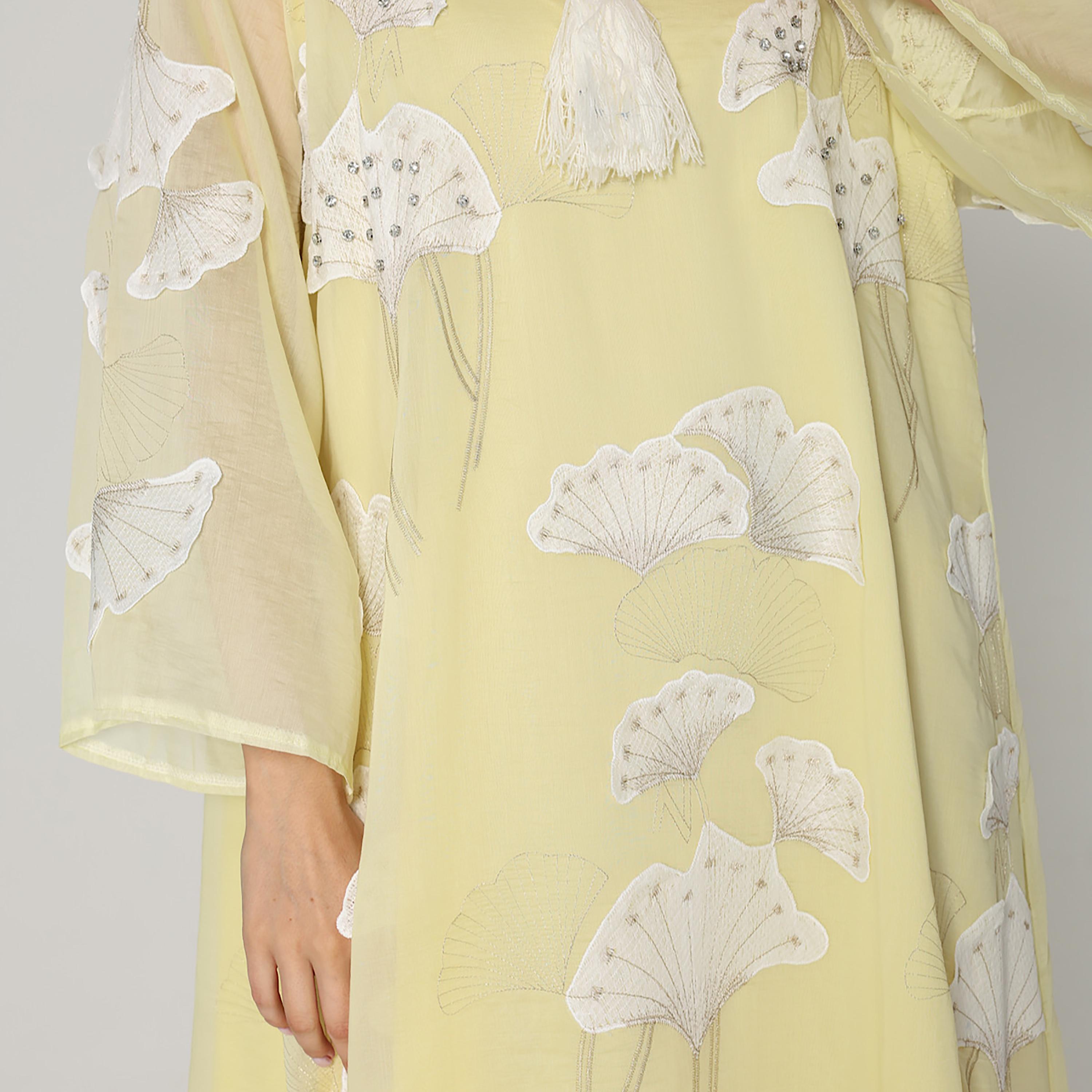 IKKXA Floral Embroidered with Rhinestone Mandarin Collar Flared Sleeves Women's Jalabiya-women-clothing-dresses-image-2