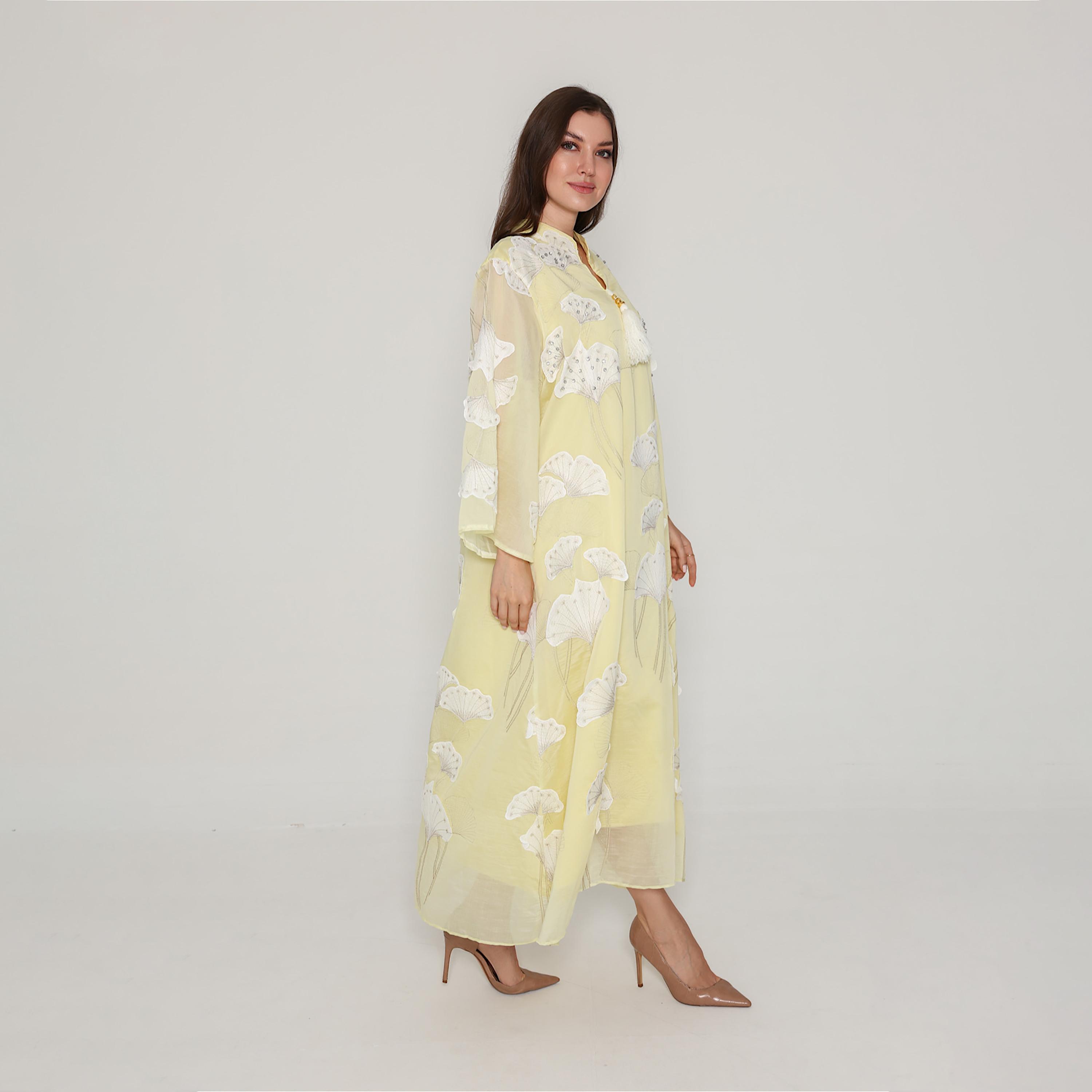 IKKXA Floral Embroidered with Rhinestone Mandarin Collar Flared Sleeves Women's Jalabiya-women-clothing-dresses-image-3