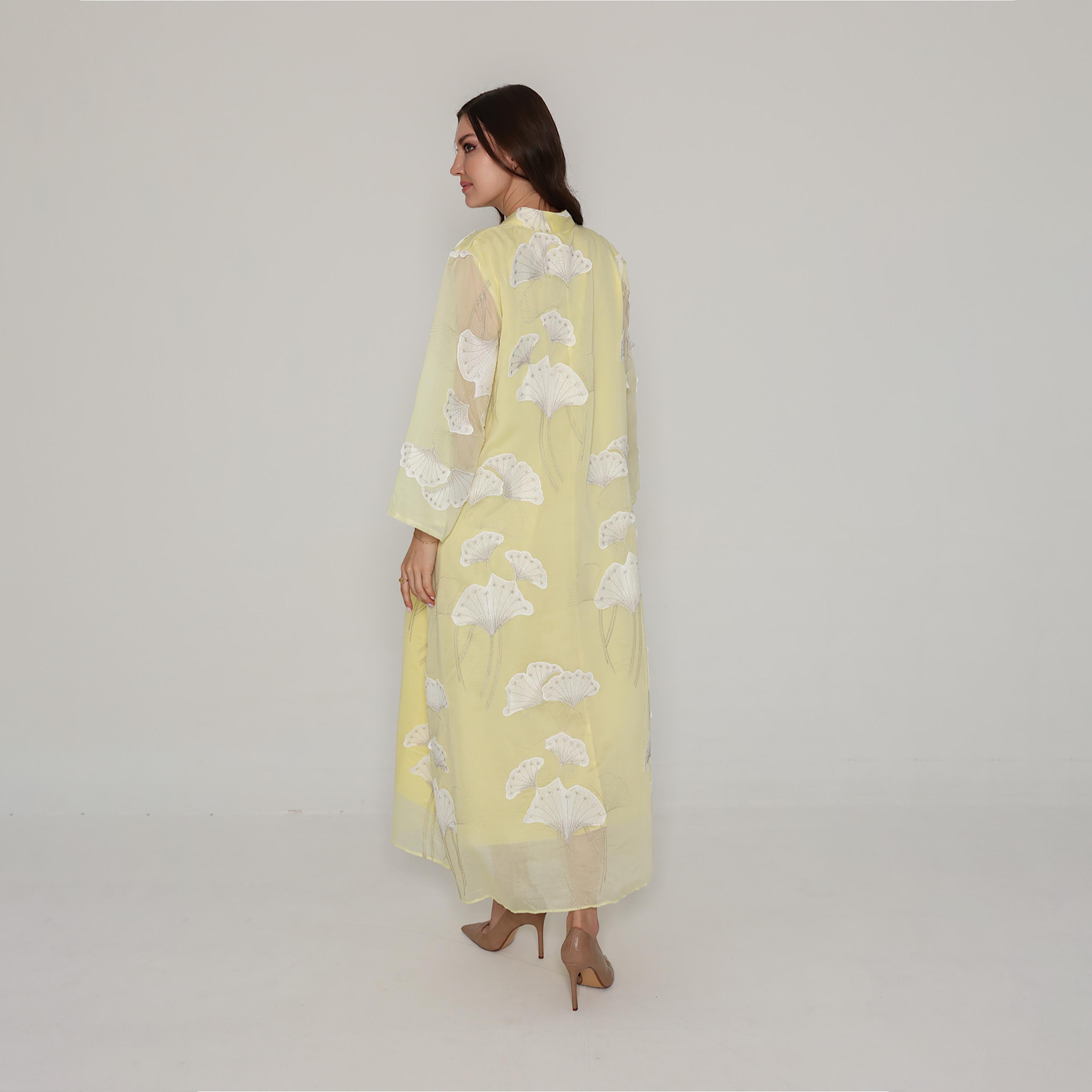 IKKXA Floral Embroidered with Rhinestone Mandarin Collar Flared Sleeves Women's Jalabiya-women-clothing-dresses-image-4
