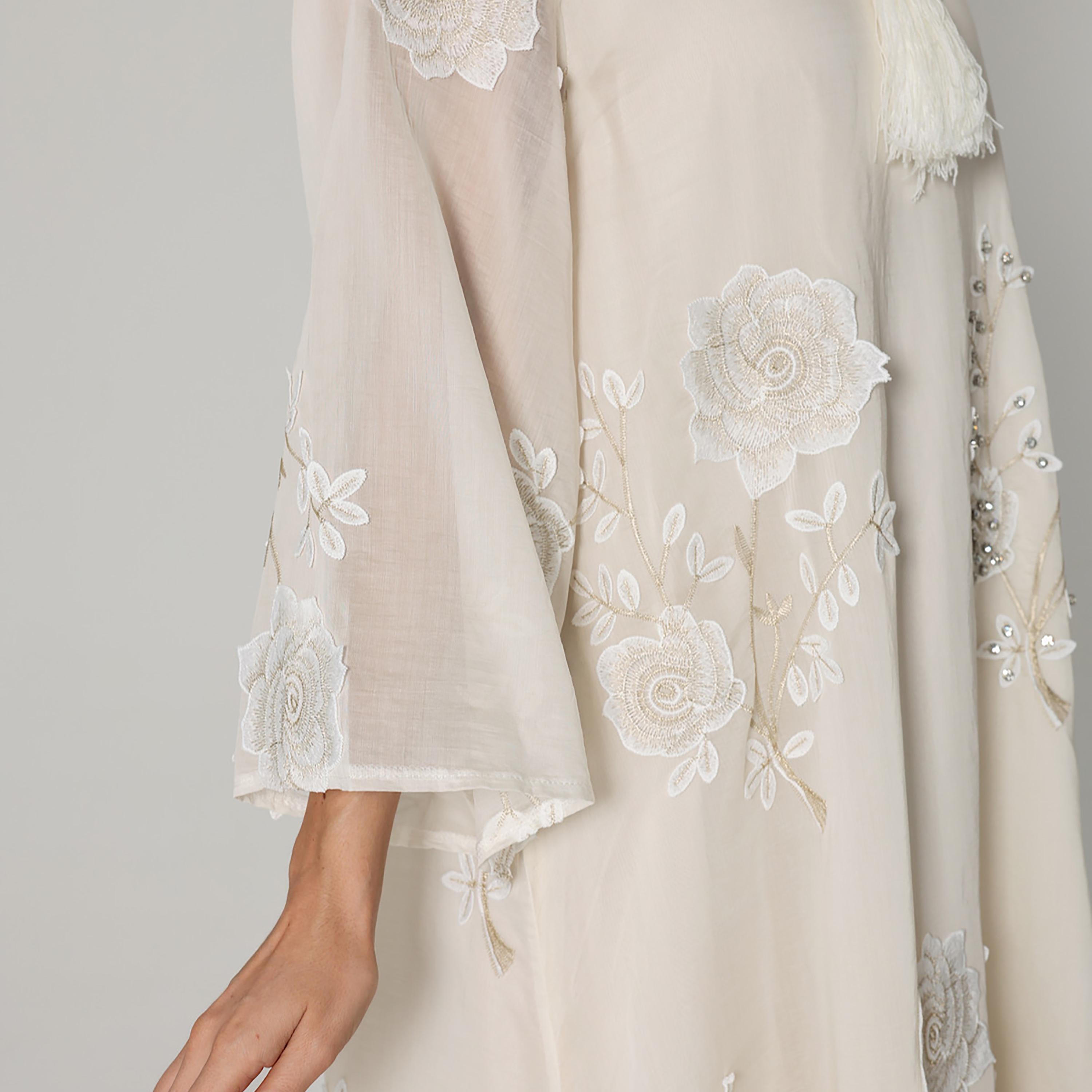 IKKXA Floral Embroidered with Rhinestone Mandarin Collar Flared Sleeves Women's Jalabiya-women-arabicclothing-jalabiyas-image-6