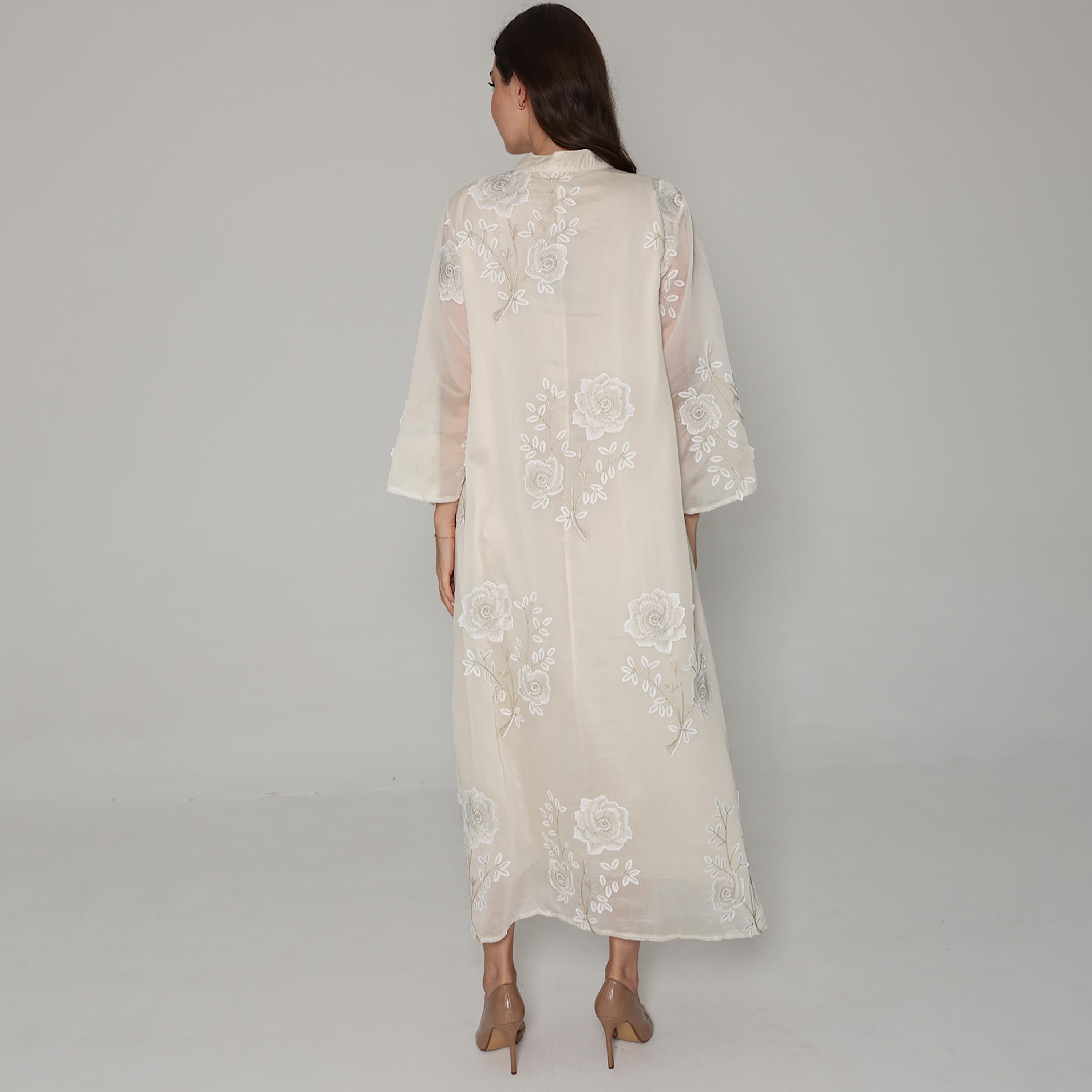 IKKXA Floral Embroidered with Rhinestone Mandarin Collar Flared Sleeves Women's Jalabiya-women-arabicclothing-jalabiyas-image-8