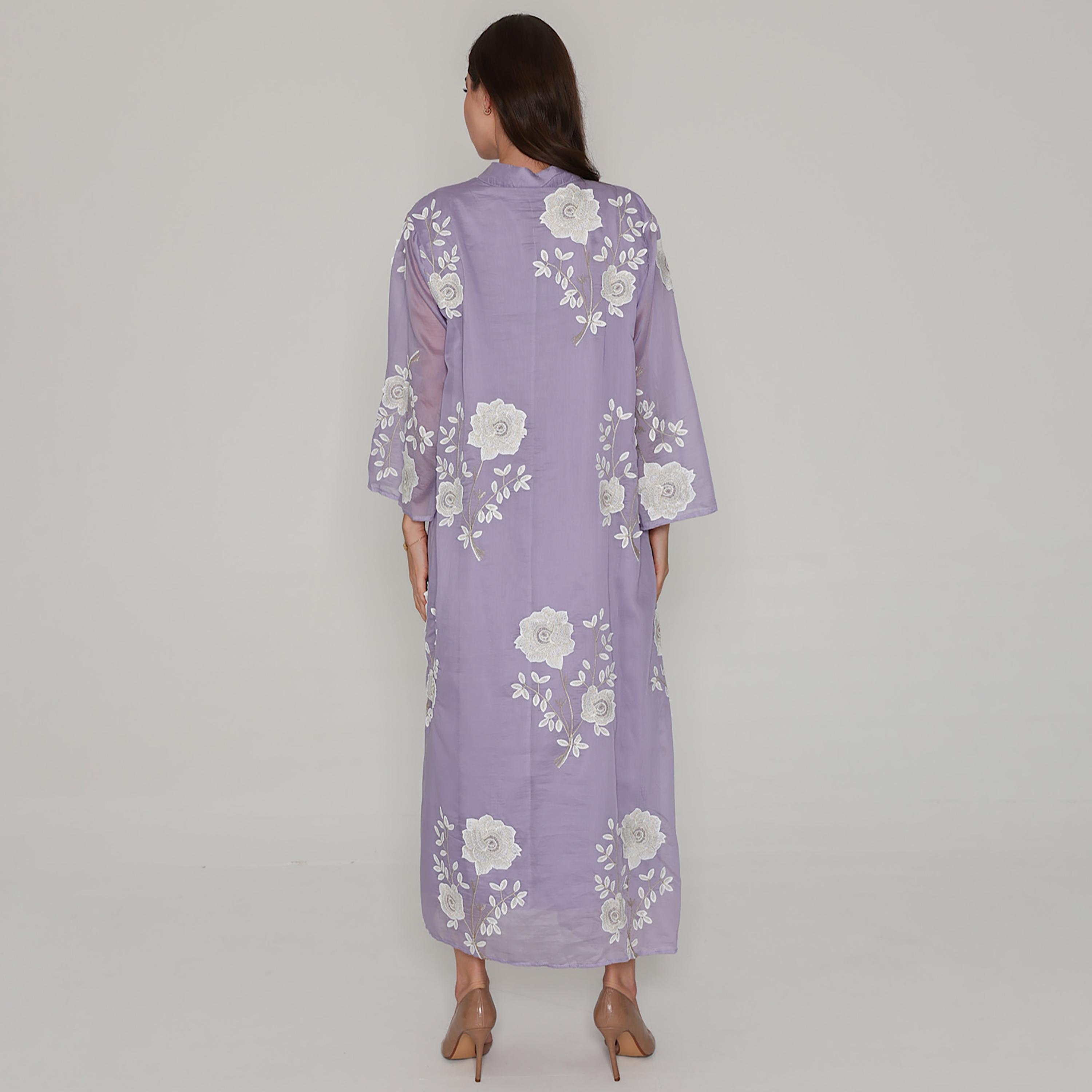 IKKXA Floral Embroidered with Rhinestone Mandarin Collar Flared Sleeves Women's Jalabiya-women-arabicclothing-jalabiyas-image-12