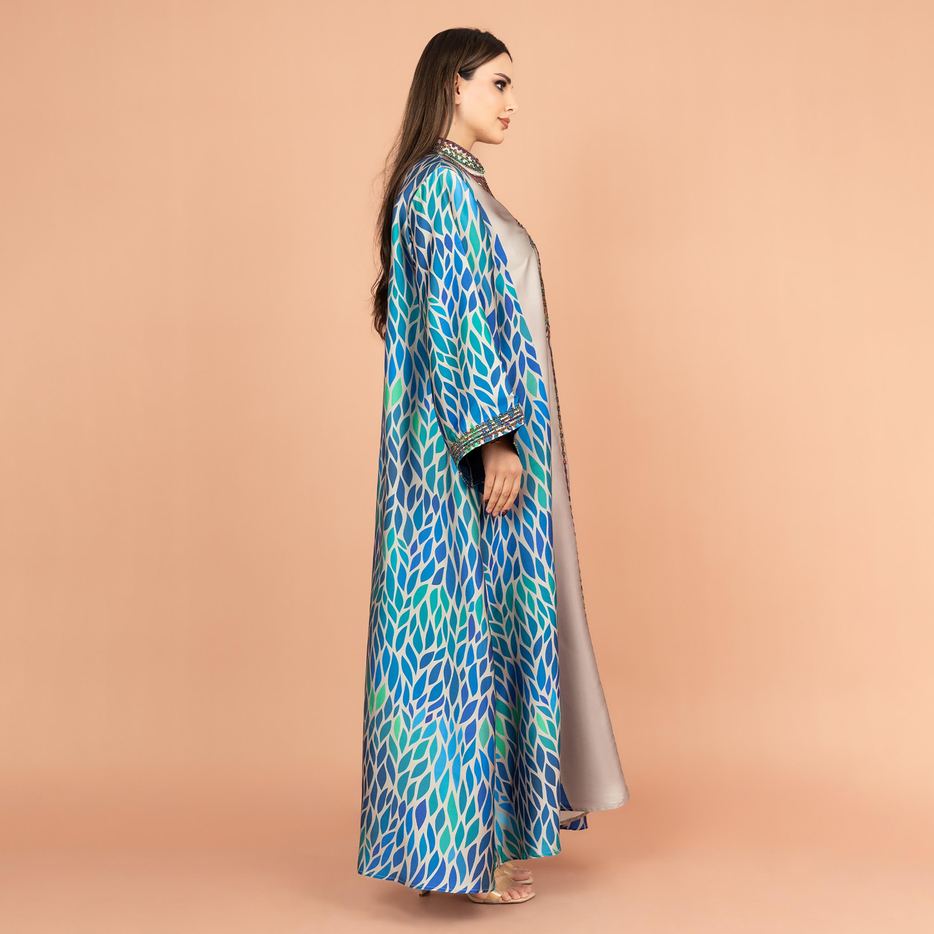 جلابية نسائية مطبوعة ومطرزة بأكمام واسعة من إككسا-women-arabicclothing-jalabiyas-image-3