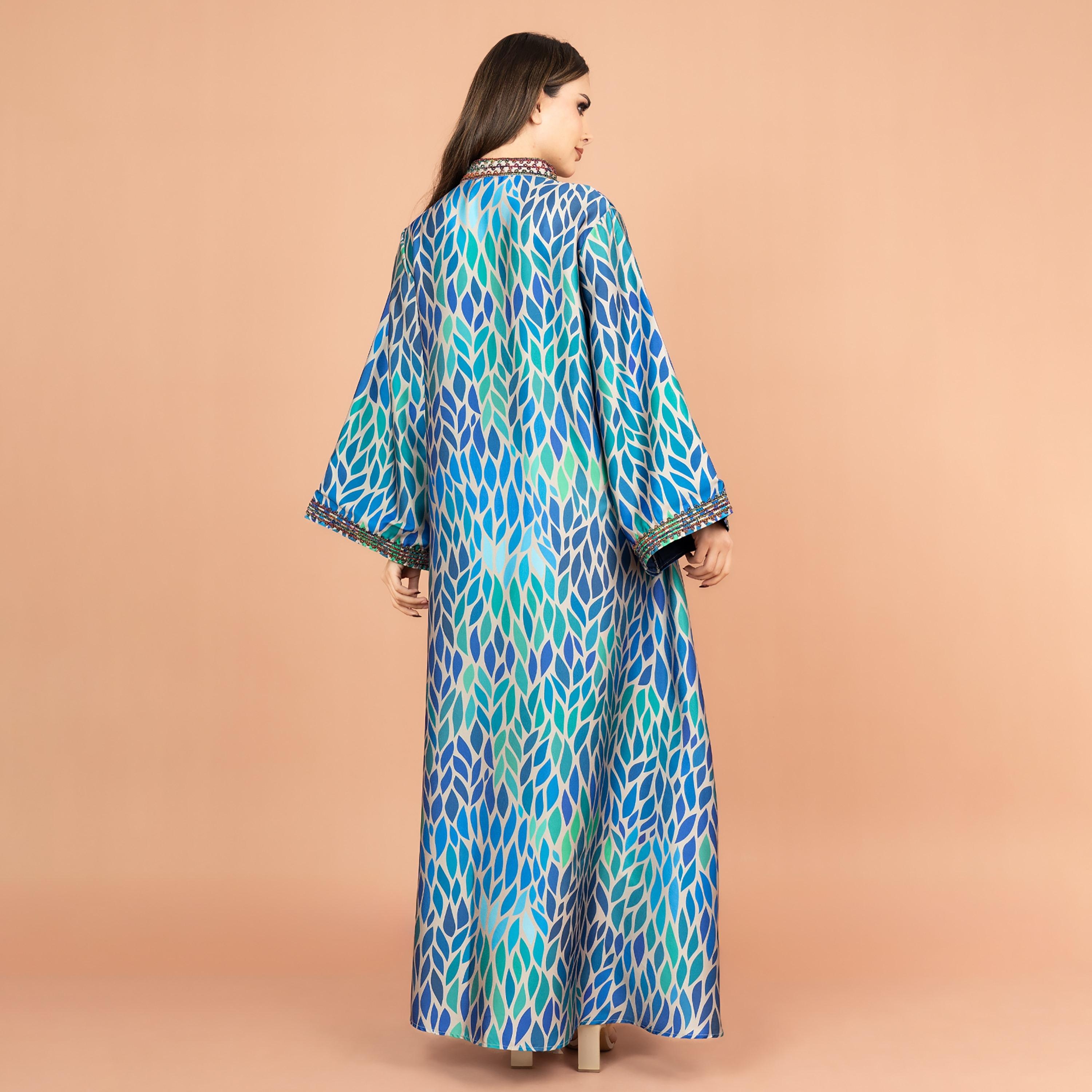 جلابية نسائية مطبوعة ومطرزة بأكمام واسعة من إككسا-women-arabicclothing-jalabiyas-image-4