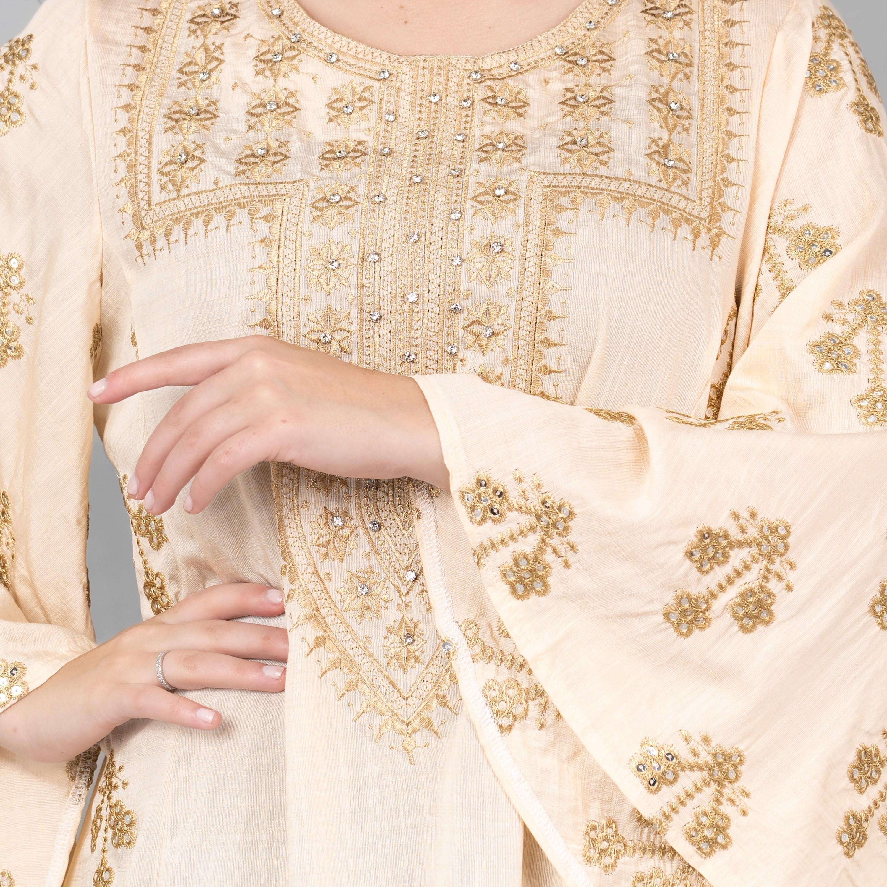 جلابية نسائية مطرزة بألوان زاهية بأكمام واسعة من إككسا-women-arabicclothing-jalabiyas-image-2