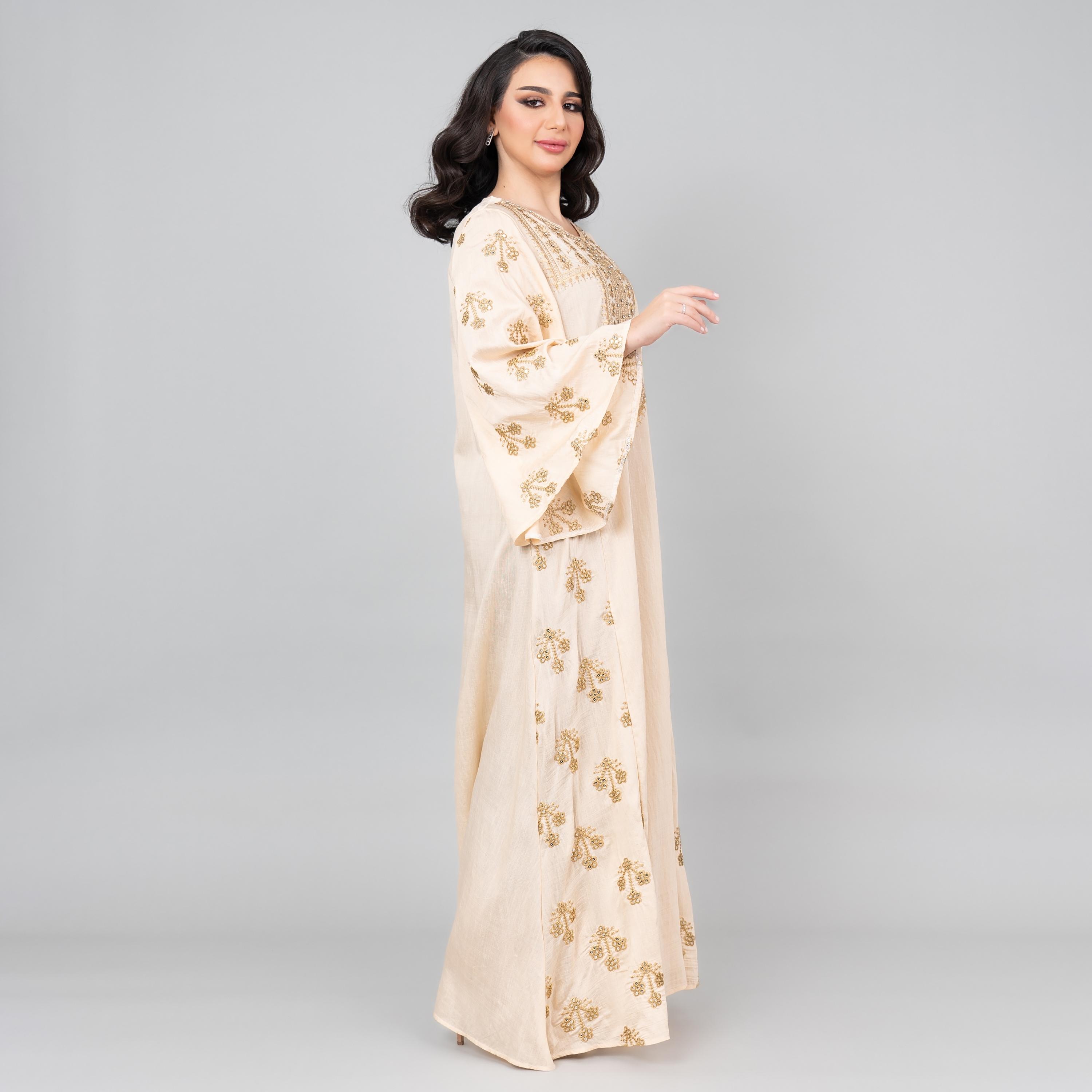 جلابية نسائية مطرزة بألوان زاهية بأكمام واسعة من إككسا-women-arabicclothing-jalabiyas-image-3