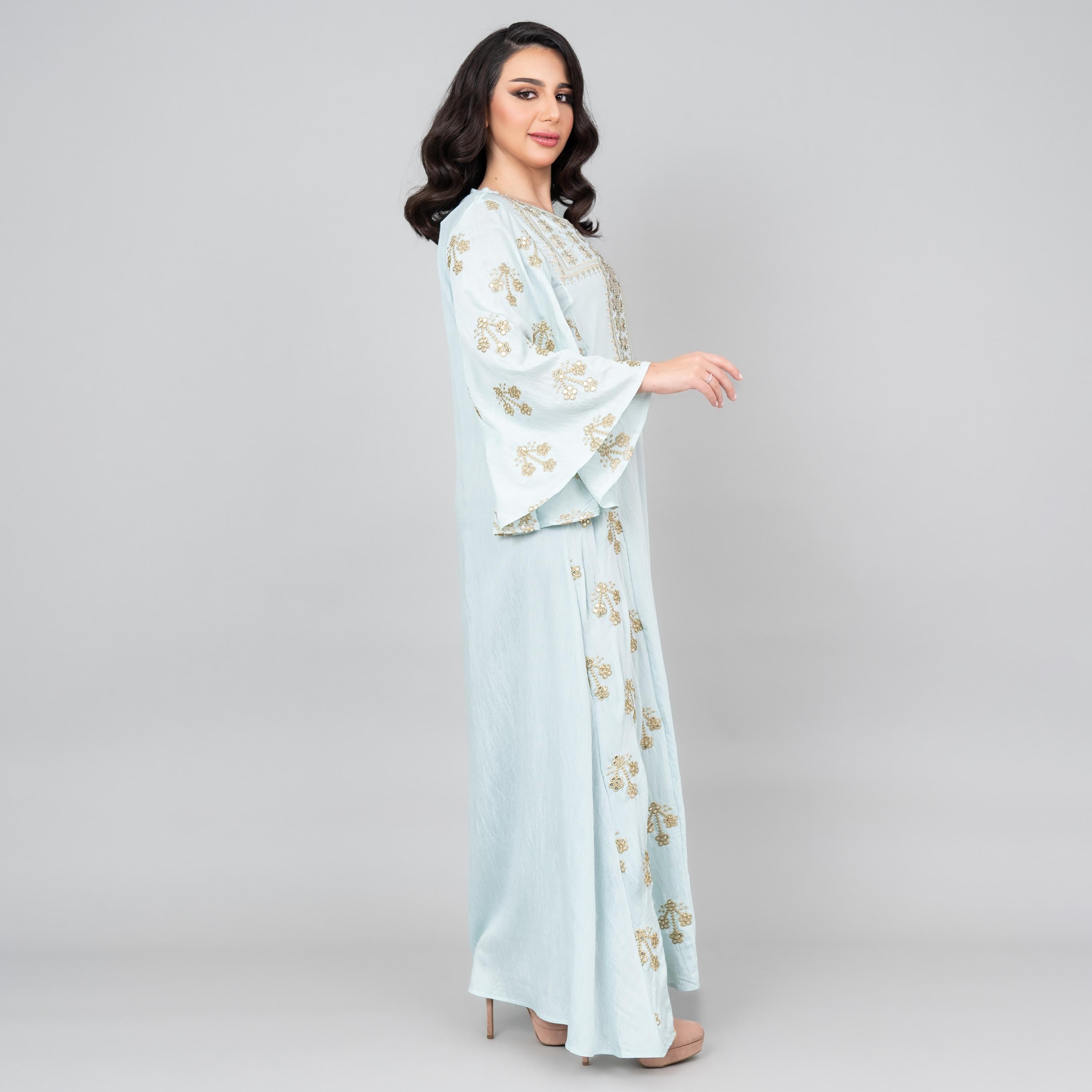 جلابية نسائية مطرزة بألوان زاهية بأكمام واسعة من إككسا-women-arabicclothing-jalabiyas-image-7