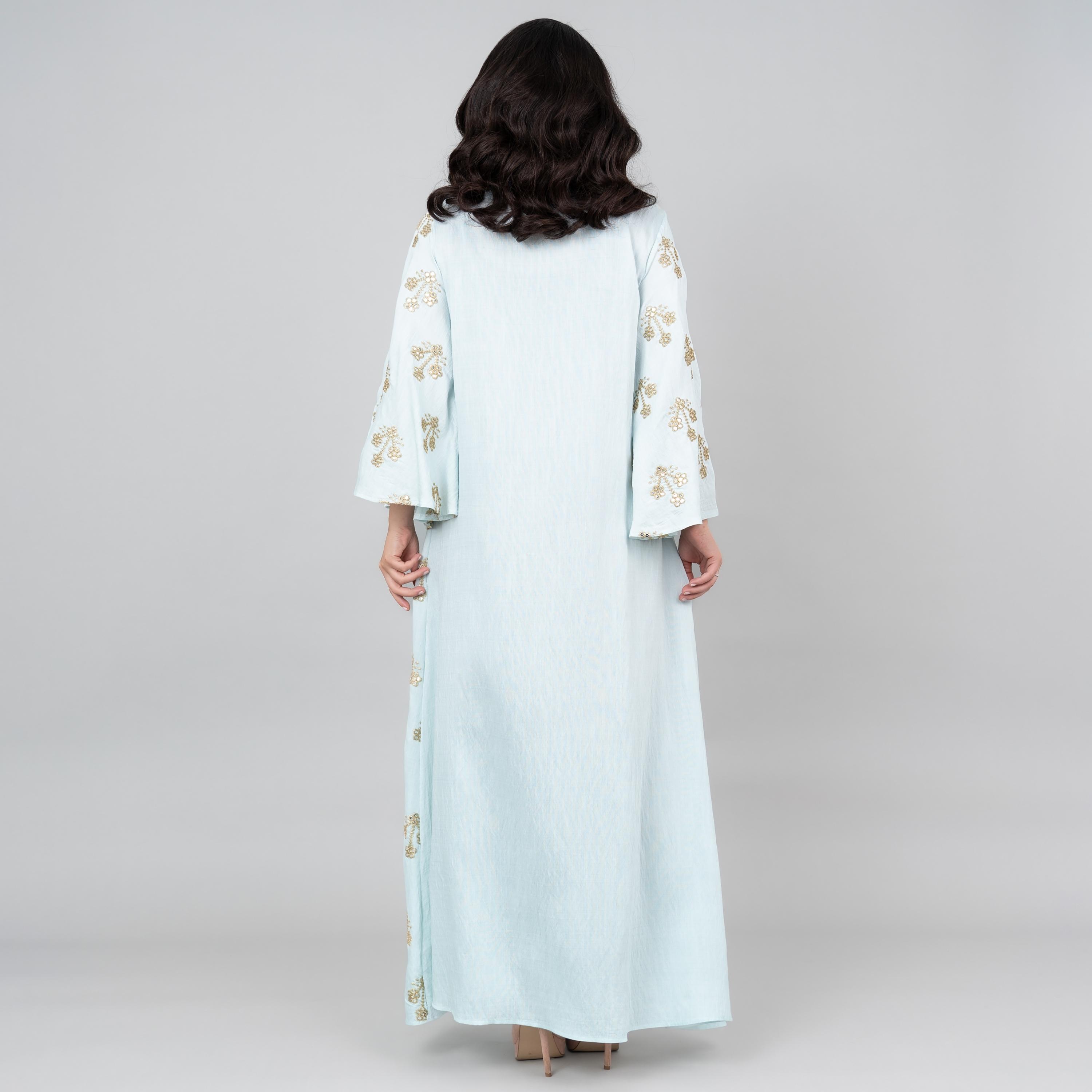IKKXA Flared Sleeves Radiant Embroidered Women's Jalabiya-women-arabicclothing-jalabiyas-image-4
