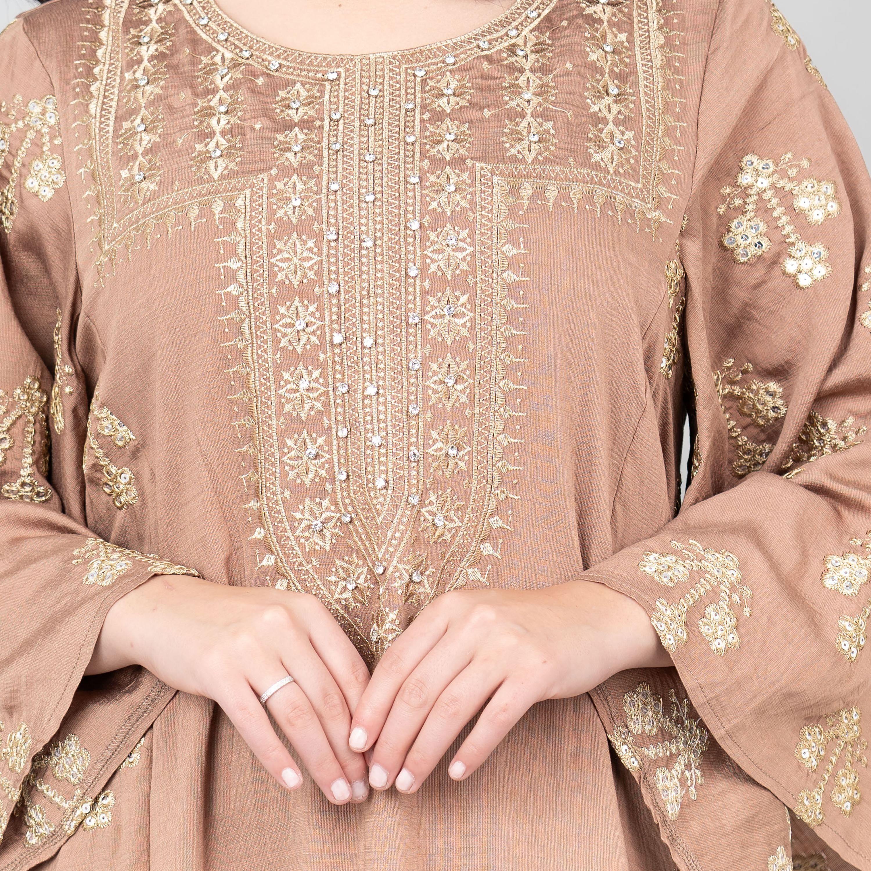 جلابية نسائية مطرزة بألوان زاهية بأكمام واسعة من إككسا-women-arabicclothing-jalabiyas-image-10