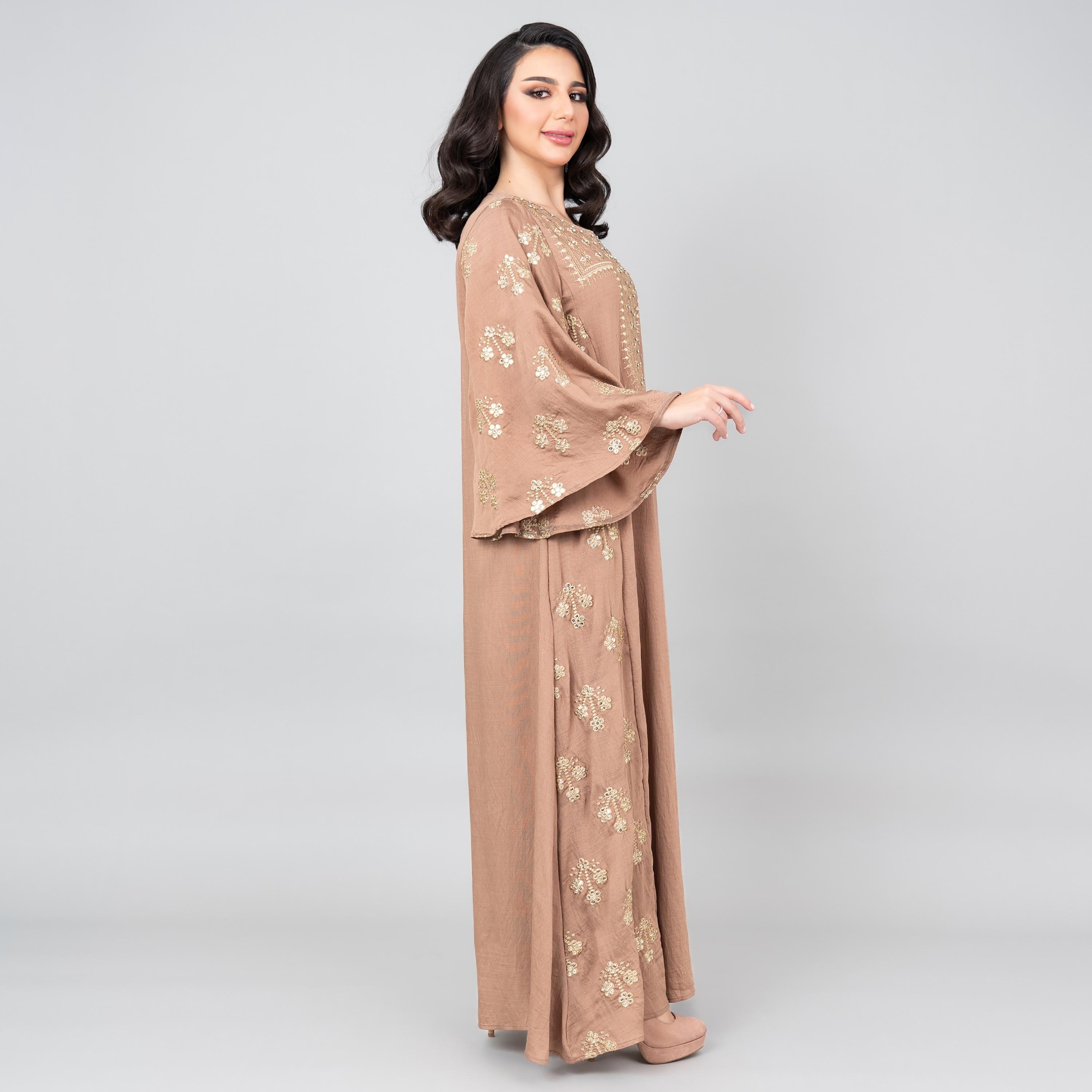 جلابية نسائية مطرزة بألوان زاهية بأكمام واسعة من إككسا-women-arabicclothing-jalabiyas-image-11