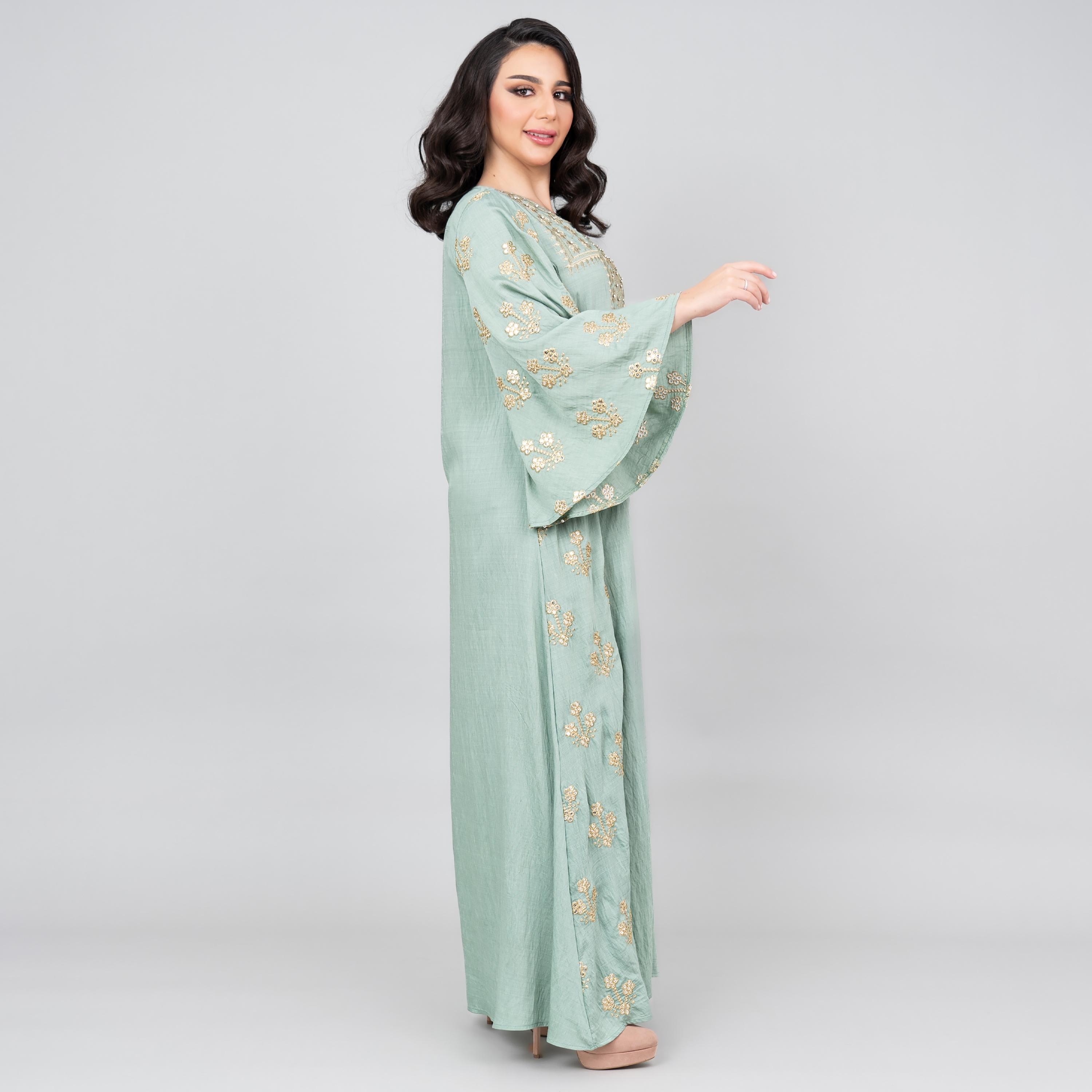 جلابية نسائية مطرزة بألوان زاهية بأكمام واسعة من إككسا-women-arabicclothing-jalabiyas-image-19