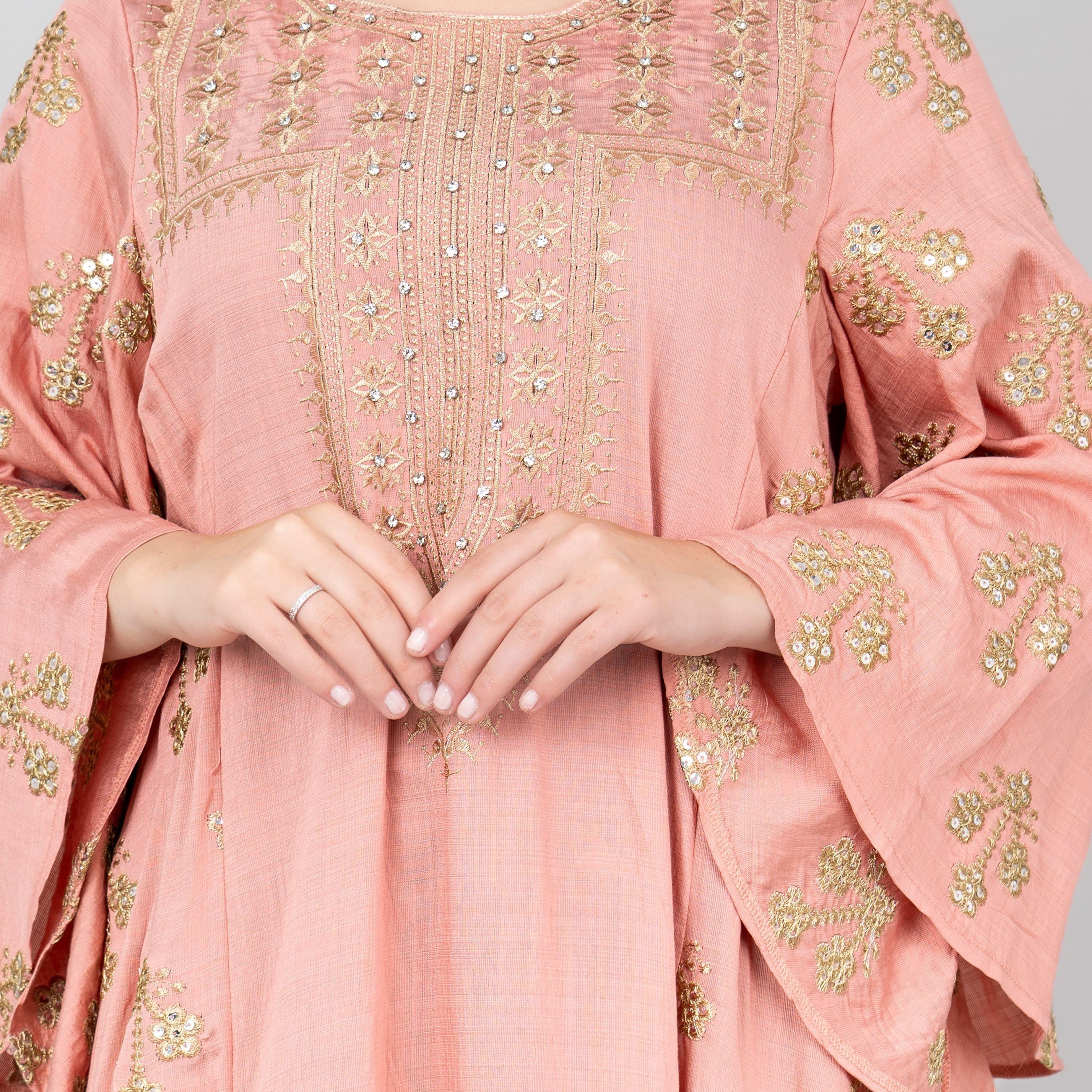 جلابية نسائية مطرزة بألوان زاهية بأكمام واسعة من إككسا-women-arabicclothing-jalabiyas-image-14
