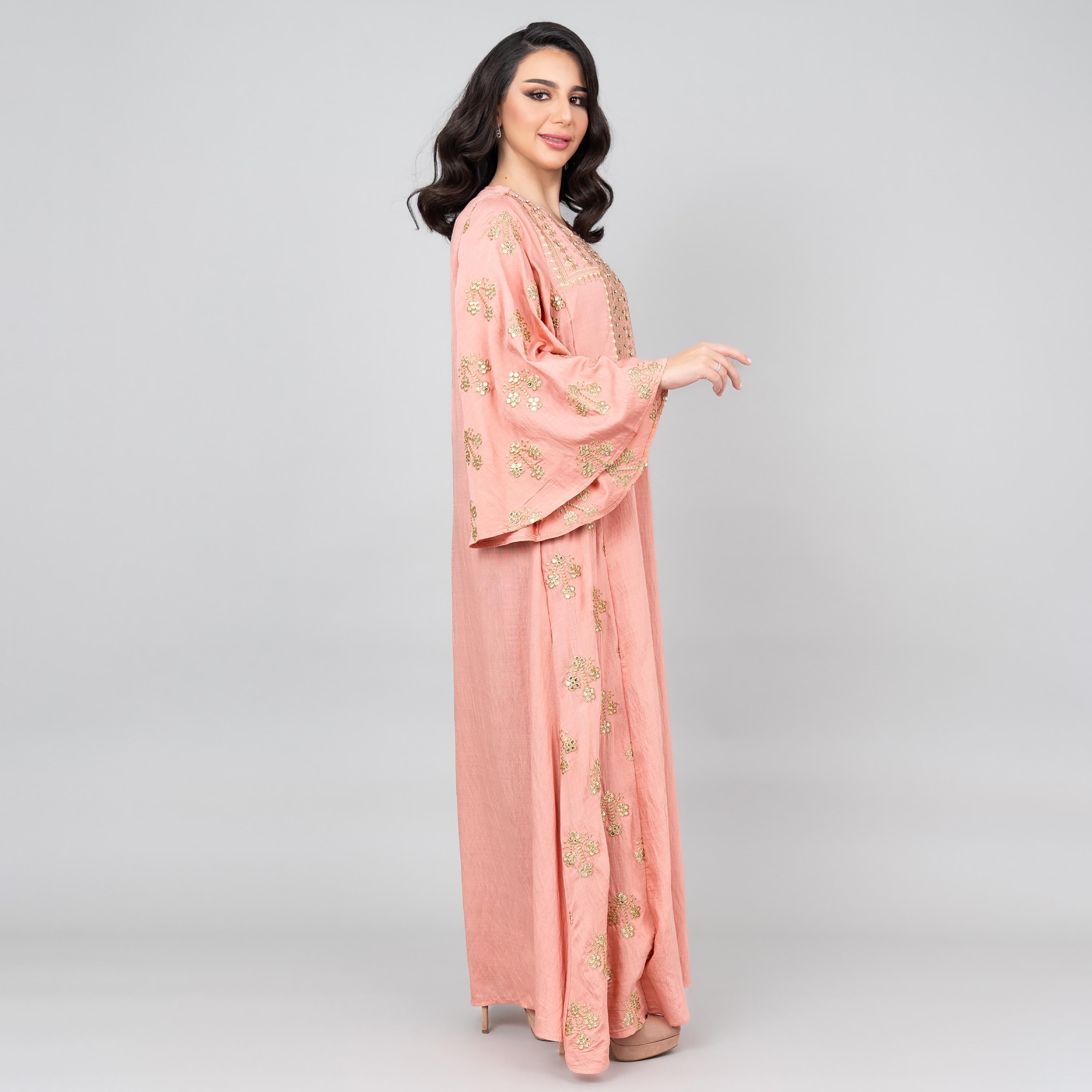 جلابية نسائية مطرزة بألوان زاهية بأكمام واسعة من إككسا-women-arabicclothing-jalabiyas-image-15