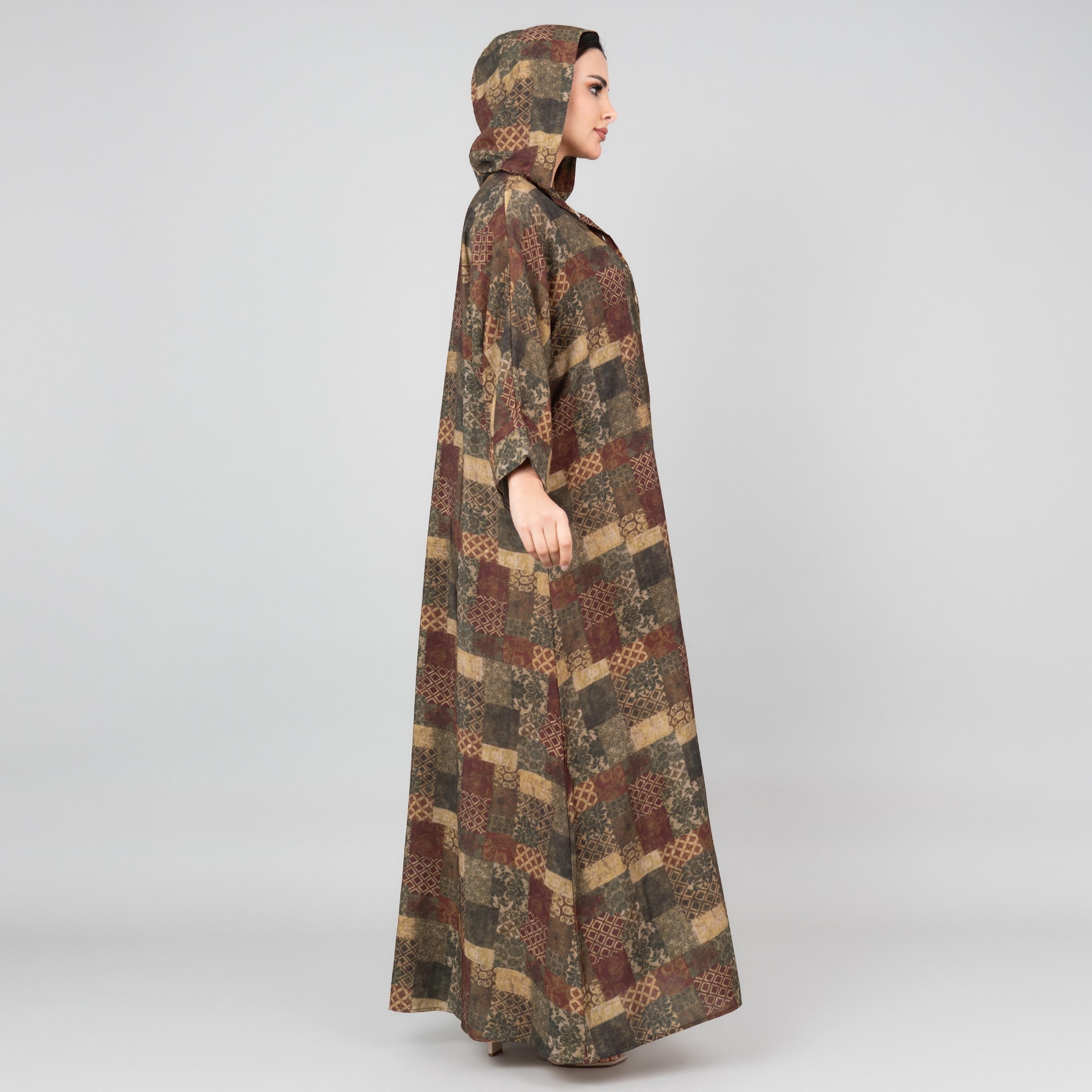 IKKXA Printed Hooded Women's Jalabiya-women-arabicclothing-jalabiyas-image-7