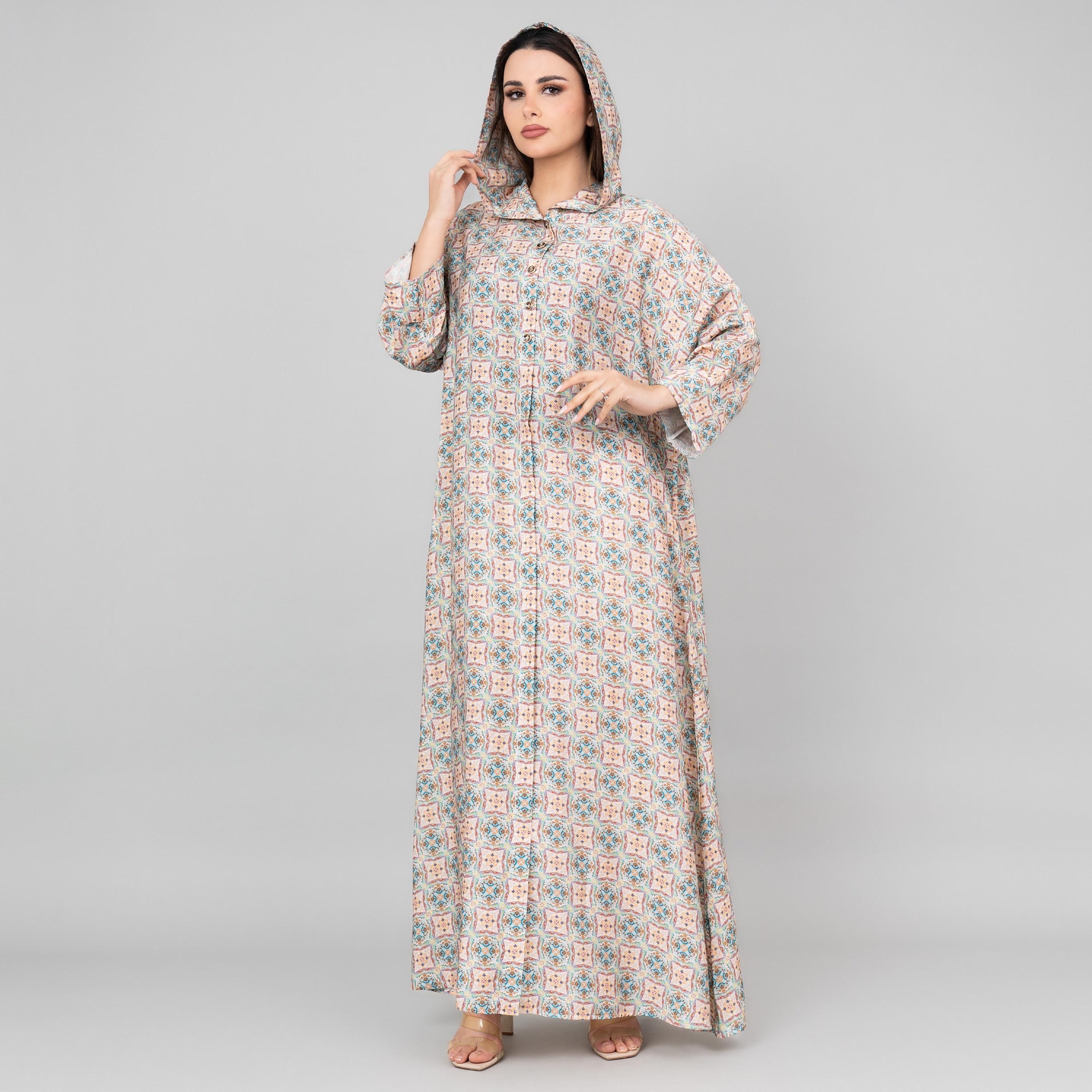 IKKXA Printed Hooded Women's Jalabiya-women-arabicclothing-jalabiyas-image-9