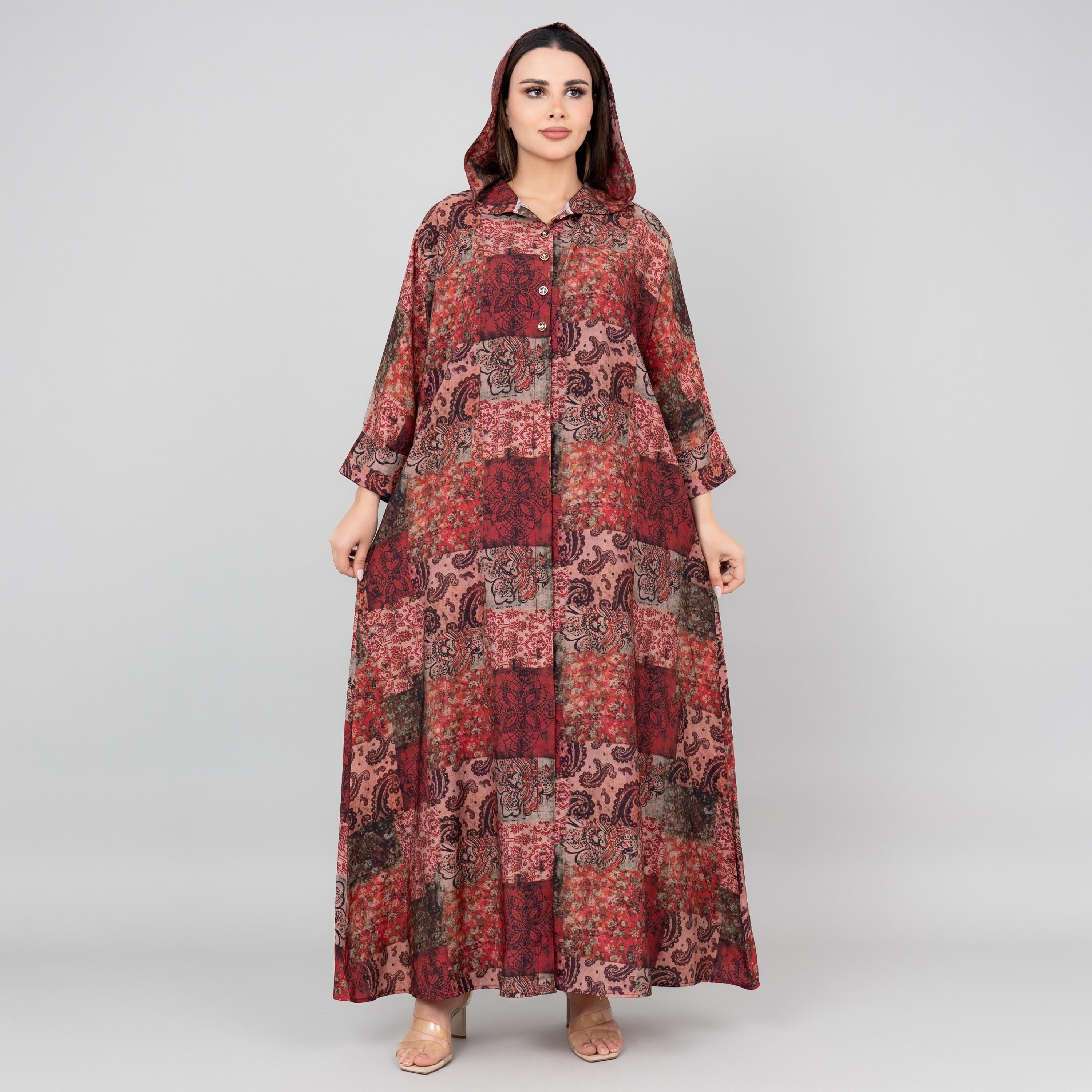 IKKXA Printed Hooded Women's Jalabiya-women-arabicclothing-jalabiyas-image-1