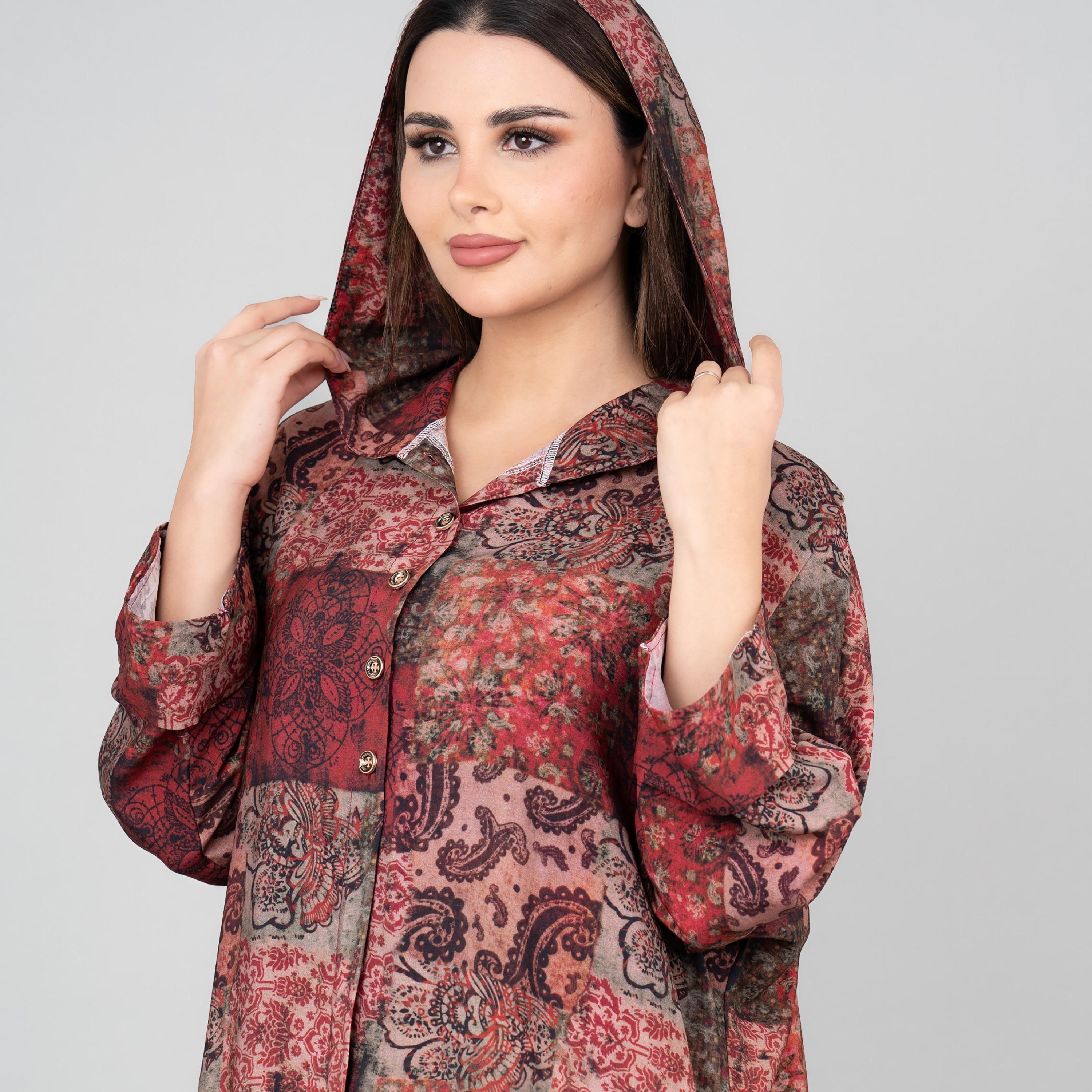 IKKXA Printed Hooded Women's Jalabiya-women-arabicclothing-jalabiyas-image-2