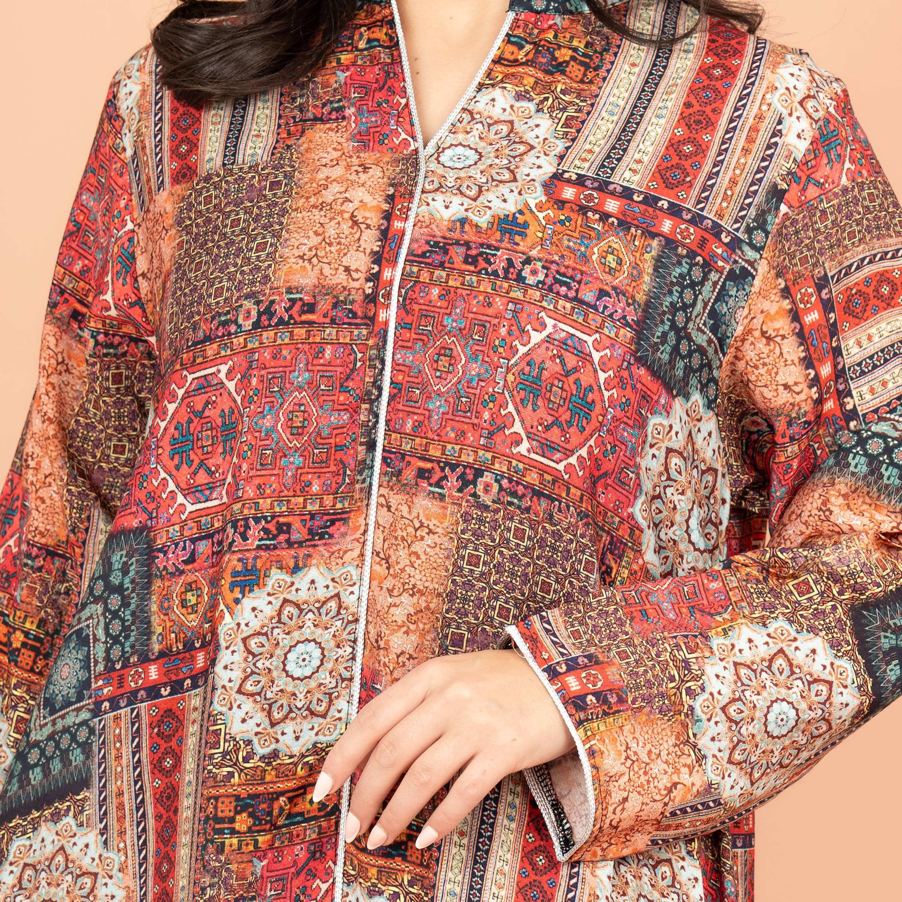 IKKXA جلابية نسائية مطبوعة وتفاصيل أنابيب-women-arabicclothing-jalabiyas-image-2